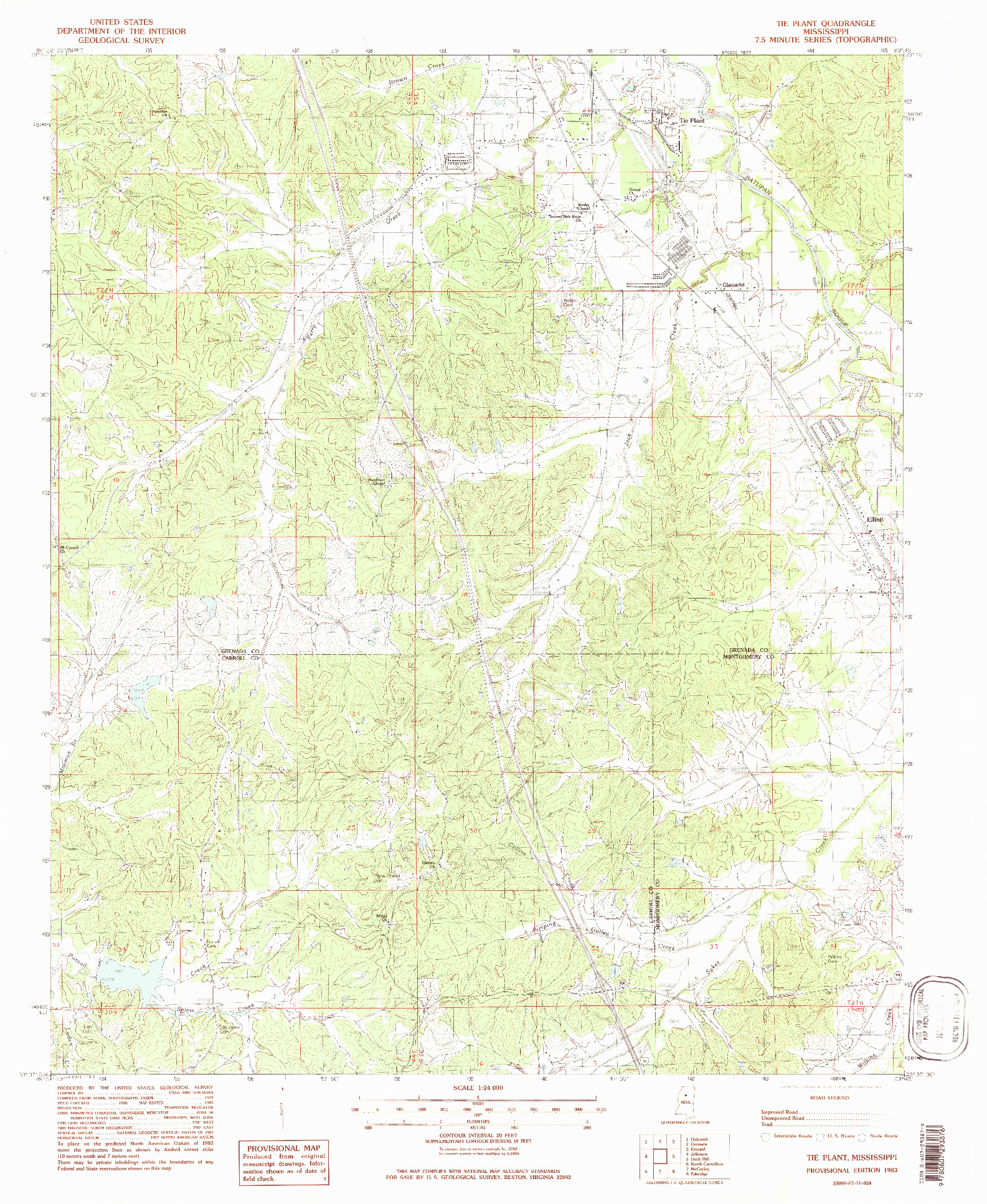 USGS 1:24000-SCALE QUADRANGLE FOR TIE PLANT, MS 1983