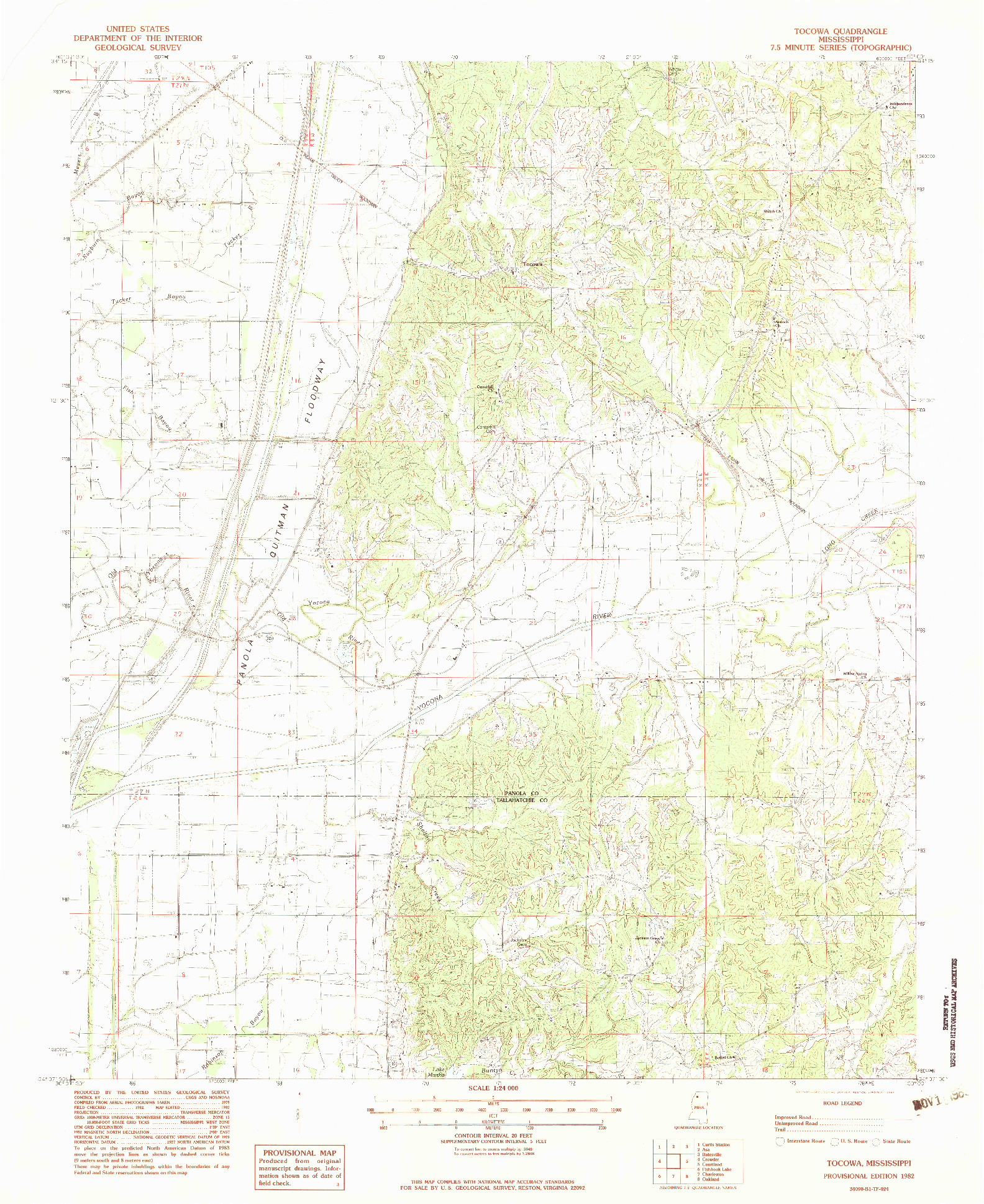 USGS 1:24000-SCALE QUADRANGLE FOR TOCOWA, MS 1982