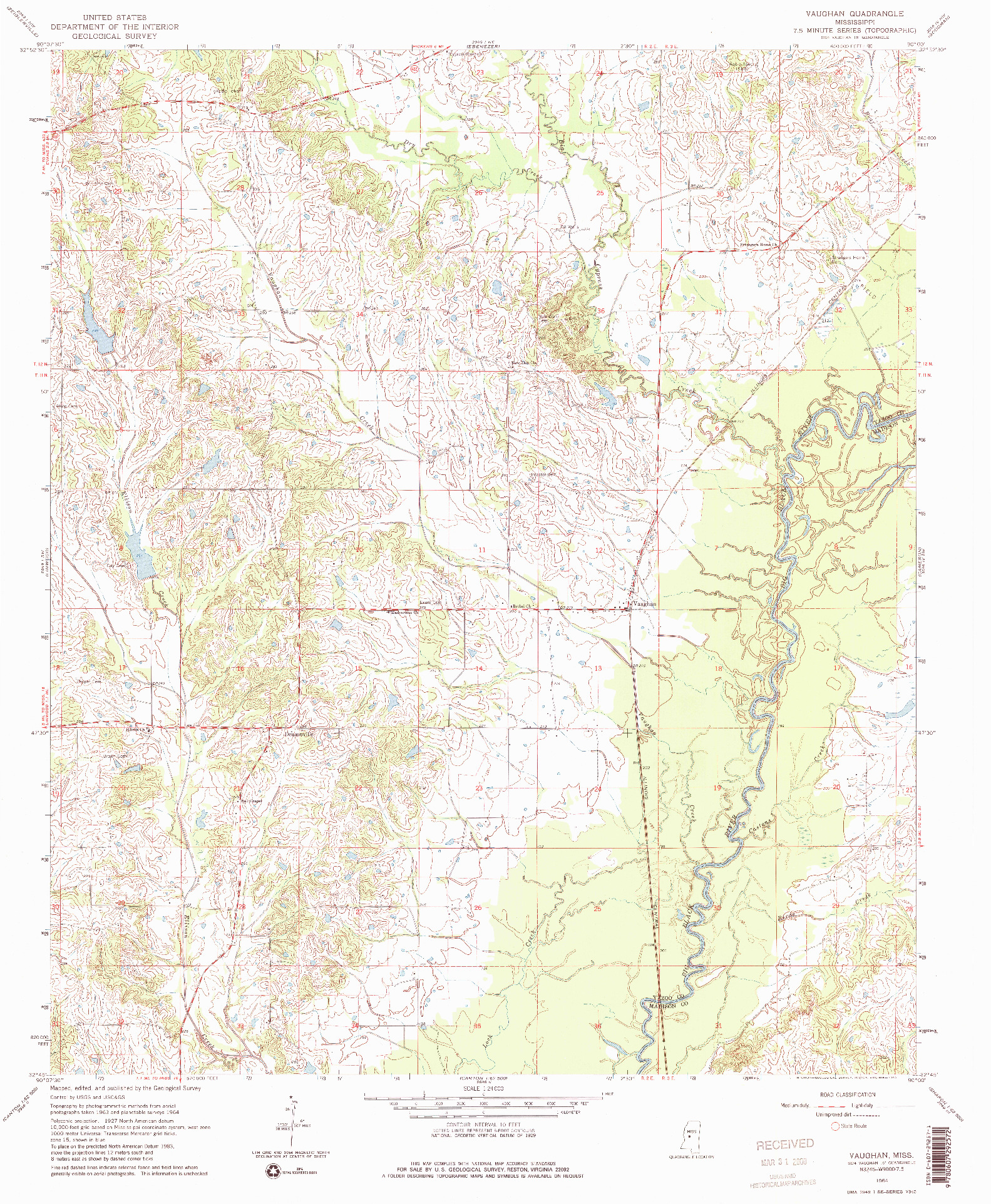 USGS 1:24000-SCALE QUADRANGLE FOR VAUGHAN, MS 1964