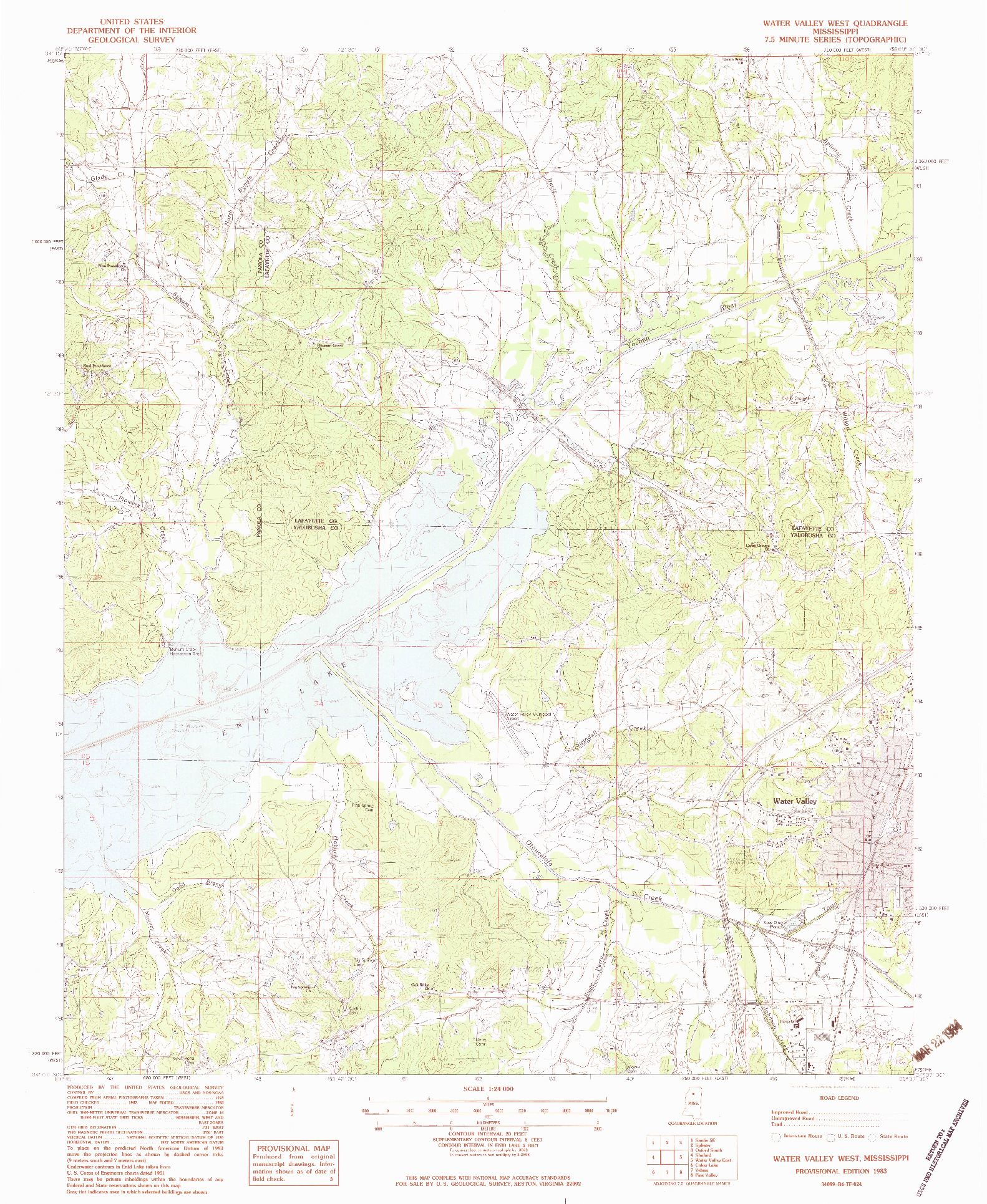USGS 1:24000-SCALE QUADRANGLE FOR WATER VALLEY WEST, MS 1983