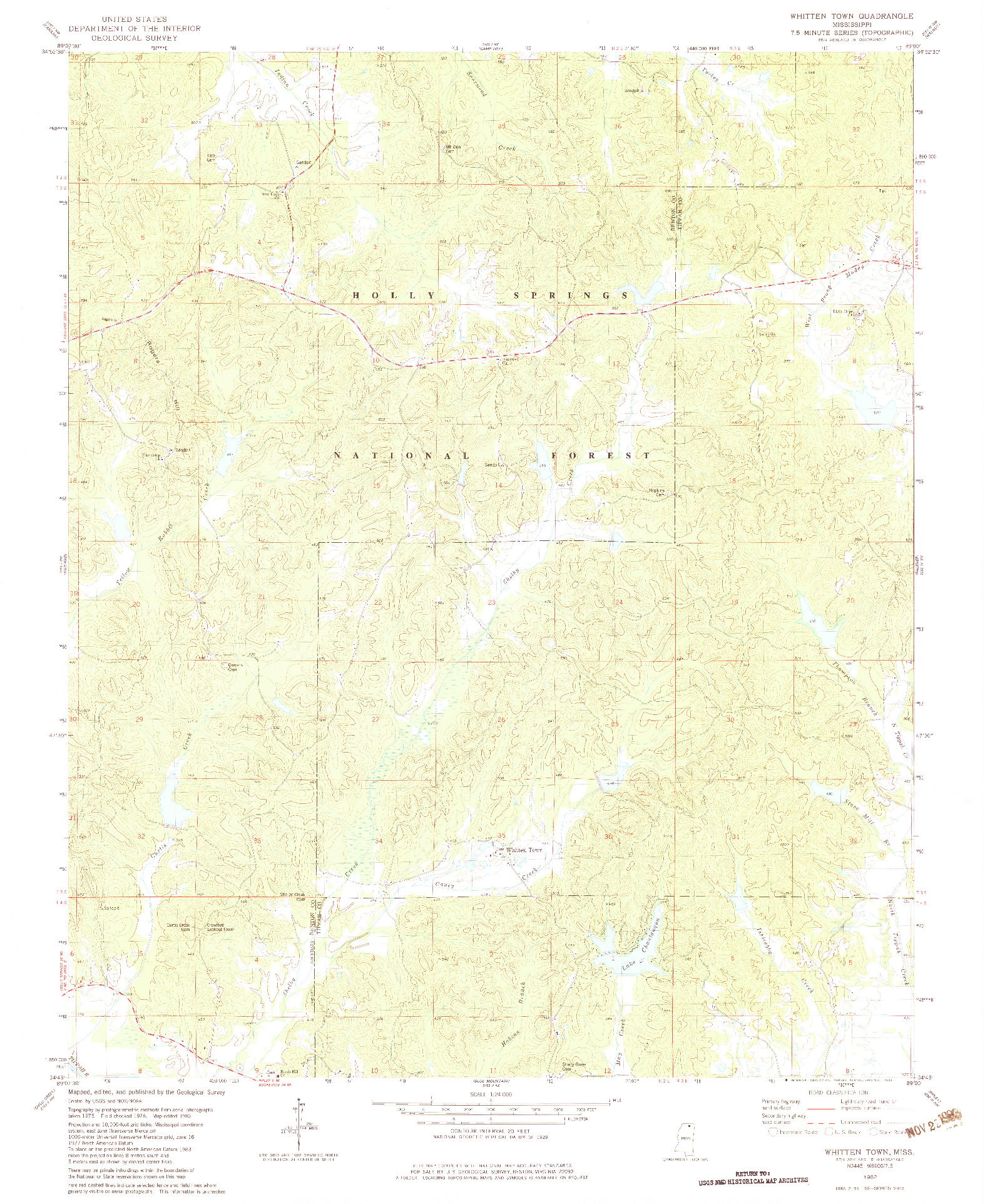 USGS 1:24000-SCALE QUADRANGLE FOR WHITTEN TOWN, MS 1982