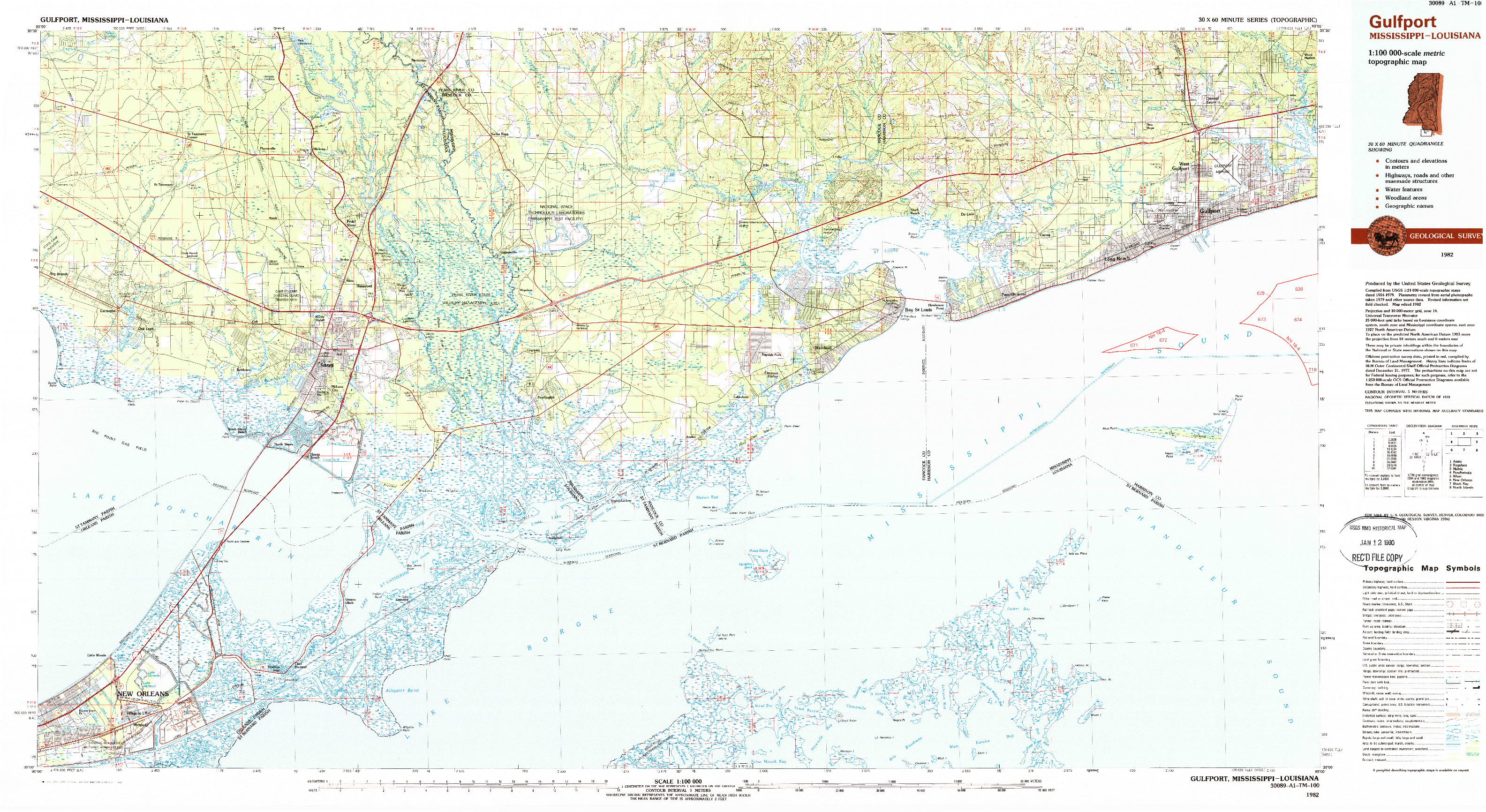 USGS 1:100000-SCALE QUADRANGLE FOR GULFPORT, MS 1982