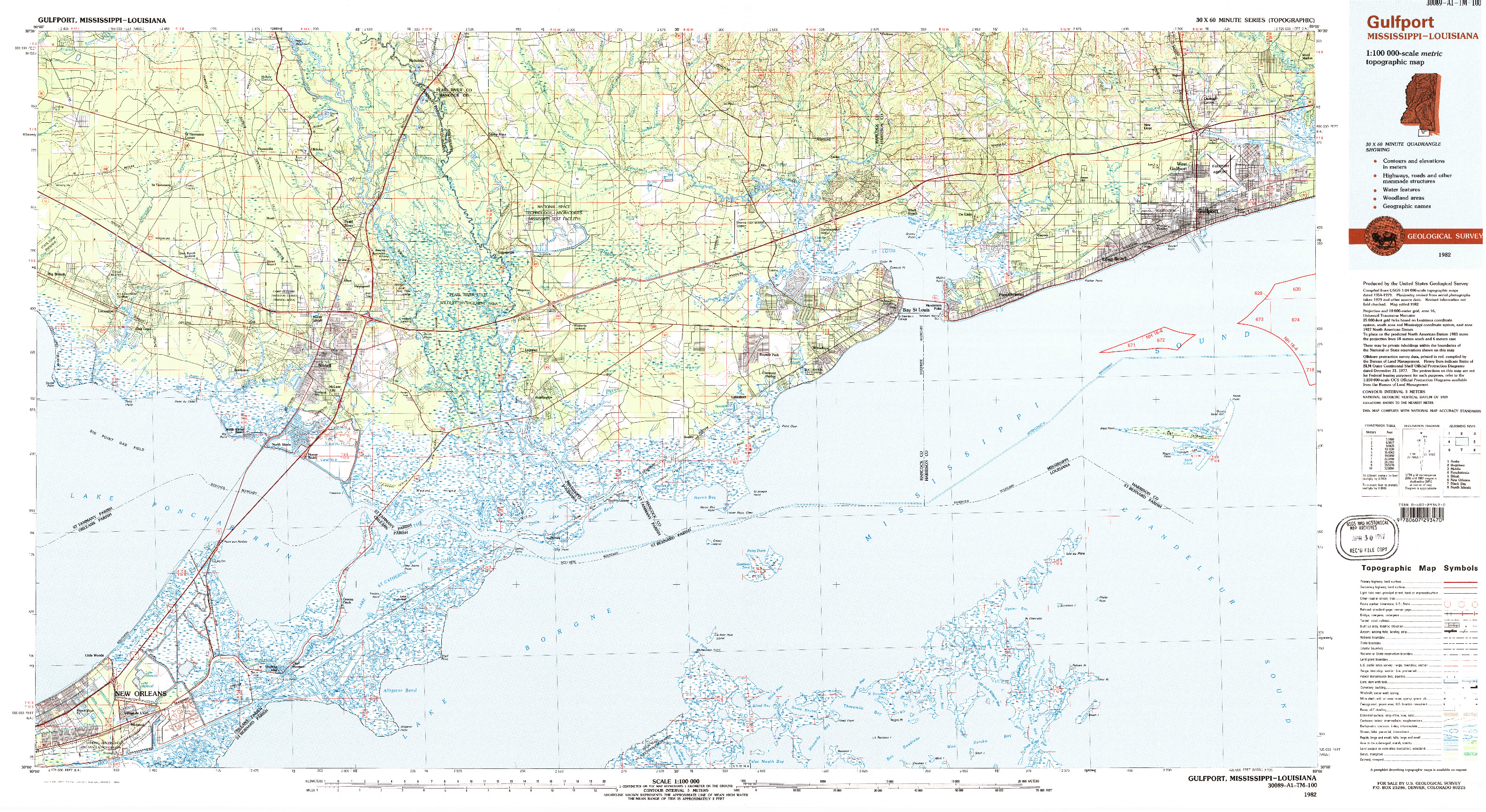 USGS 1:100000-SCALE QUADRANGLE FOR GULFPORT, MS 1982