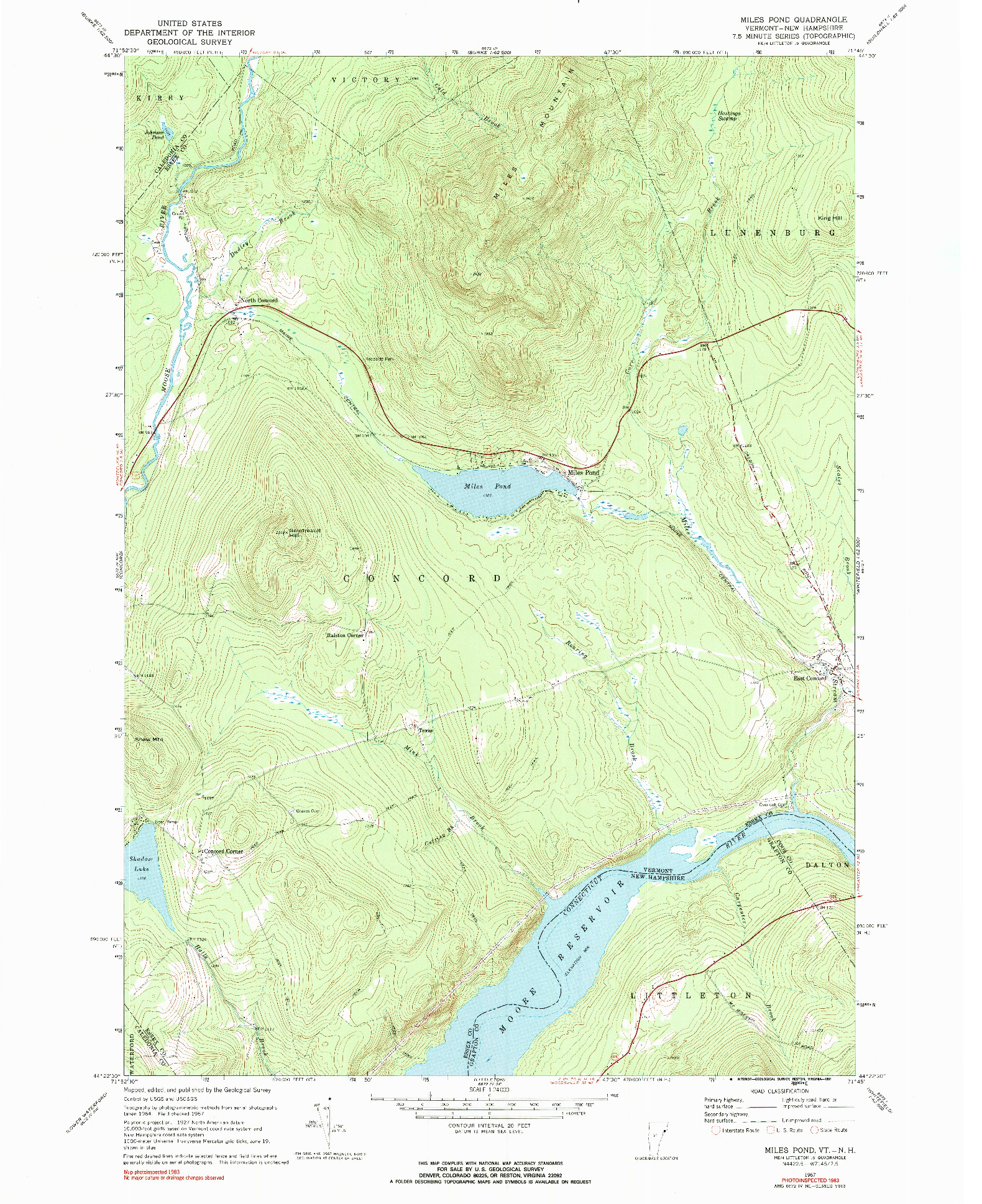 USGS 1:24000-SCALE QUADRANGLE FOR MILES POND, VT 1968