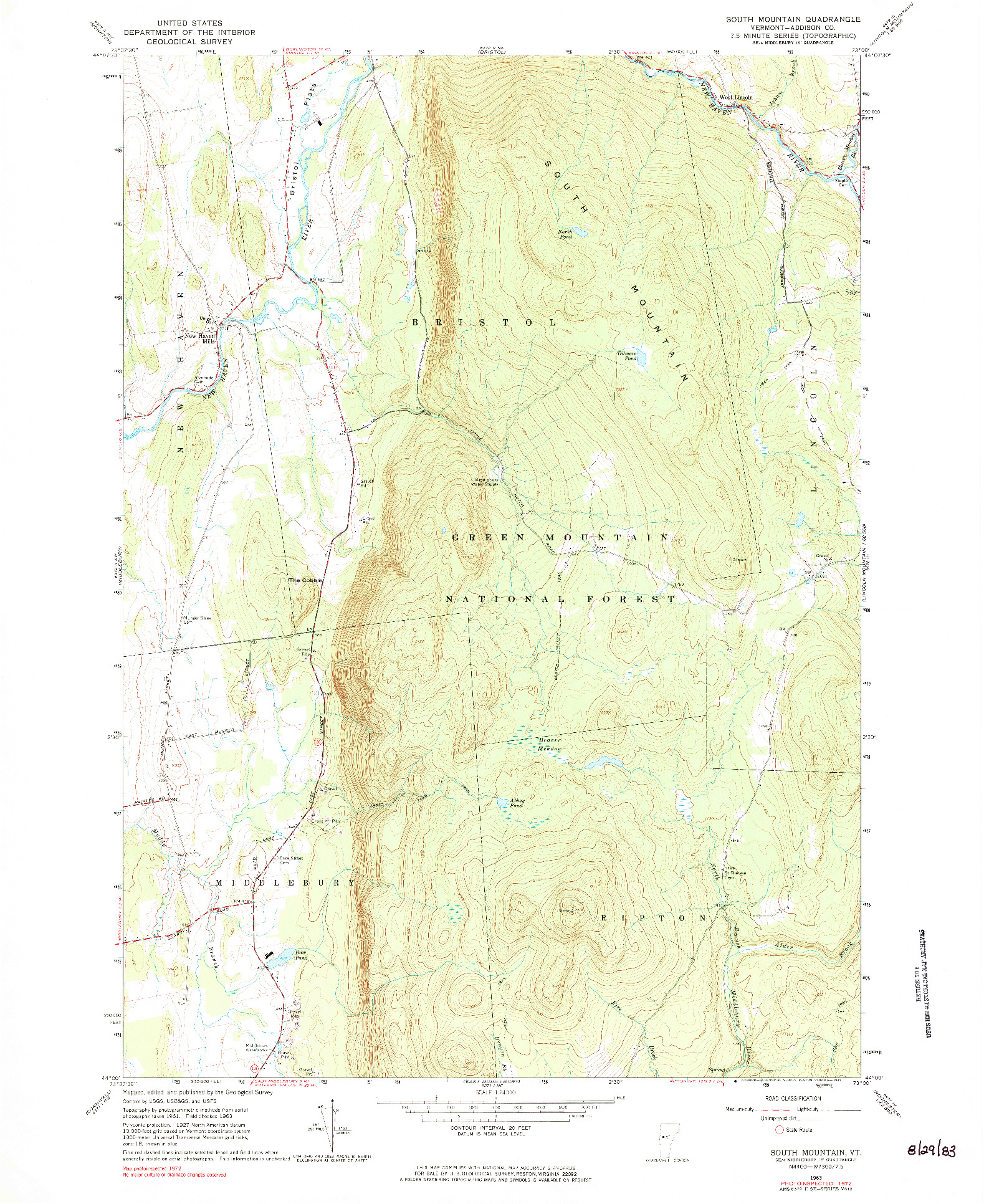 USGS 1:24000-SCALE QUADRANGLE FOR SOUTH MOUNTAIN, VT 1963