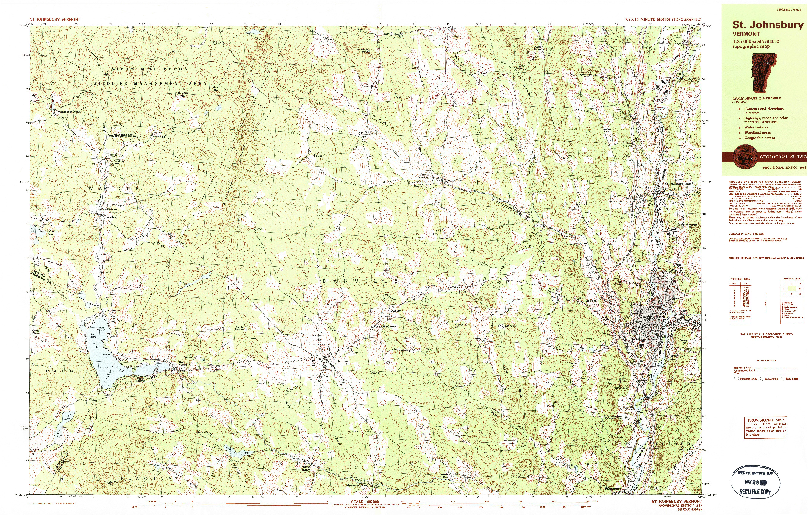 USGS 1:25000-SCALE QUADRANGLE FOR ST. JOHNSBURY, VT 1983