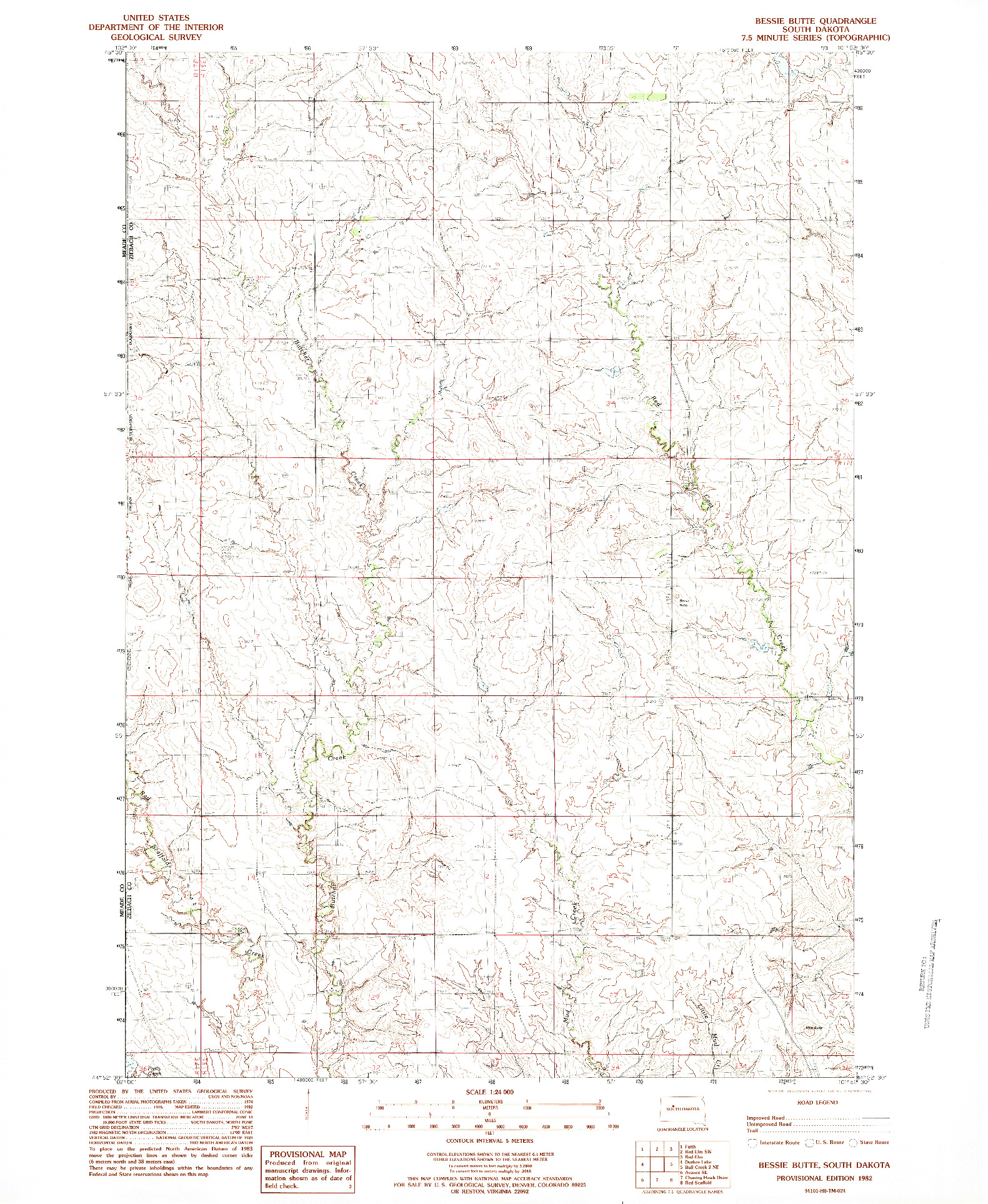 USGS 1:24000-SCALE QUADRANGLE FOR BESSIE BUTTE, SD 1982