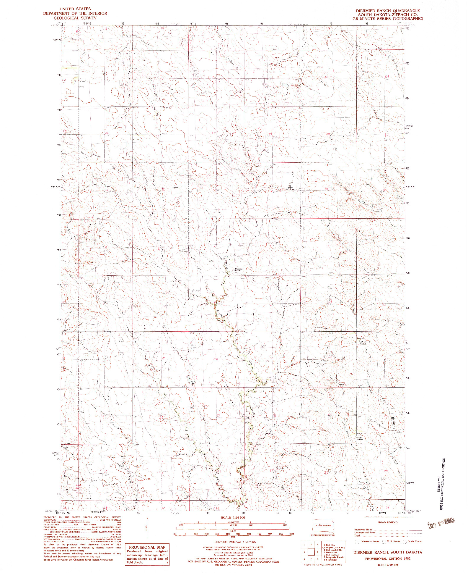 USGS 1:24000-SCALE QUADRANGLE FOR DIERMIER RANCH, SD 1982