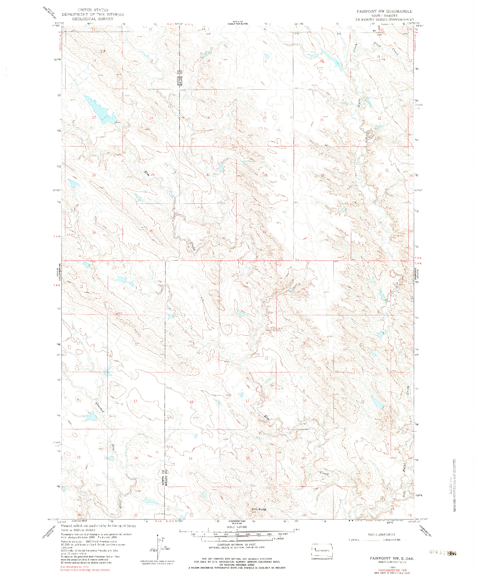 USGS 1:24000-SCALE QUADRANGLE FOR FAIRPOINT NW, SD 1959
