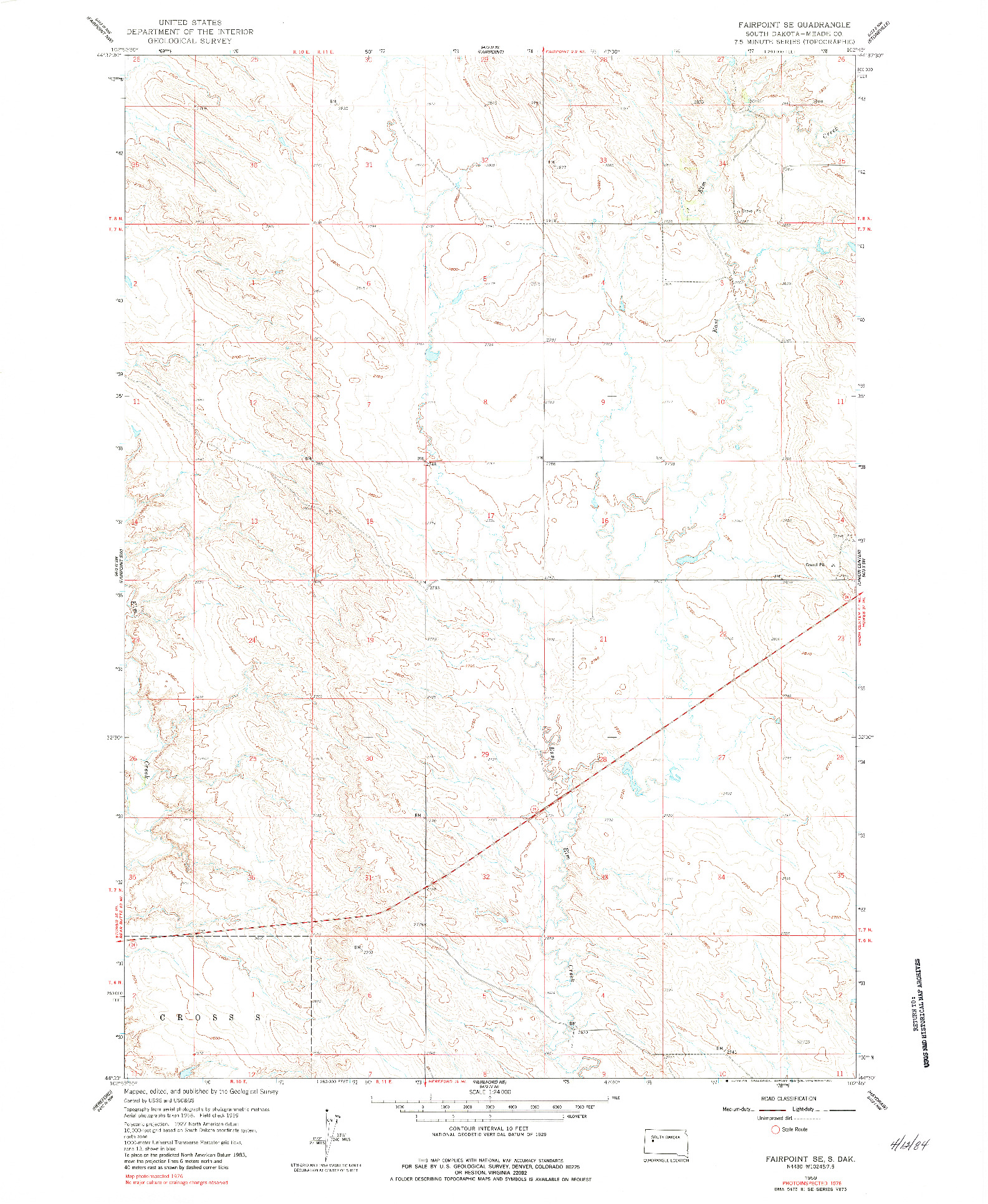 USGS 1:24000-SCALE QUADRANGLE FOR FAIRPOINT SE, SD 1959