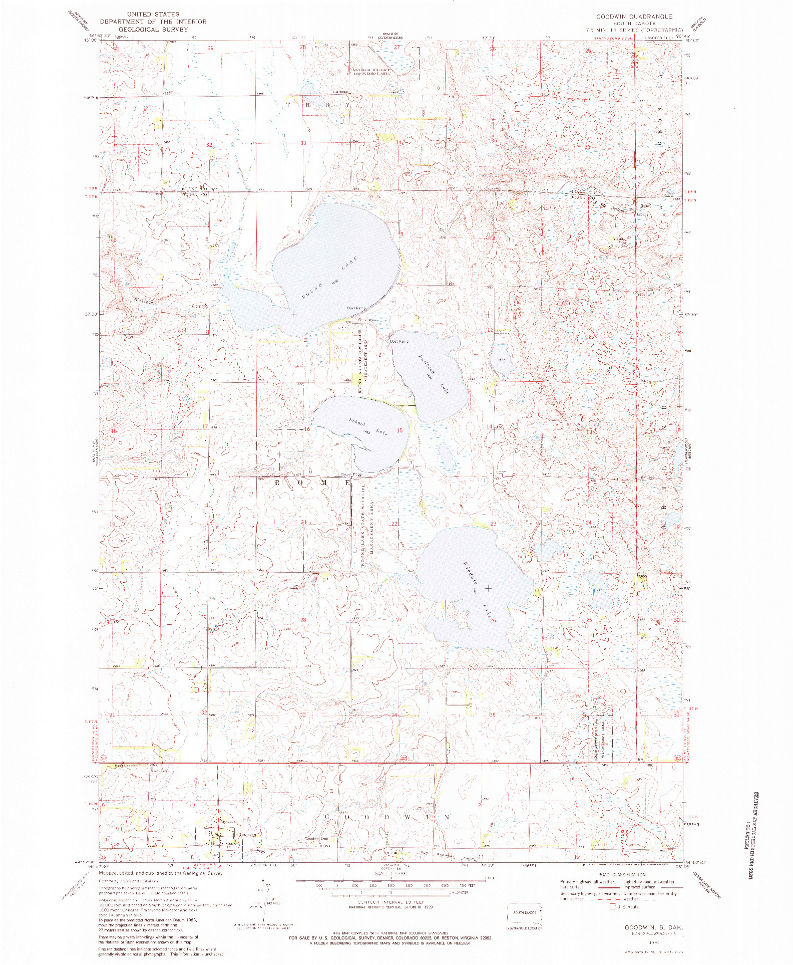 USGS 1:24000-SCALE QUADRANGLE FOR GOODWIN, SD 1970