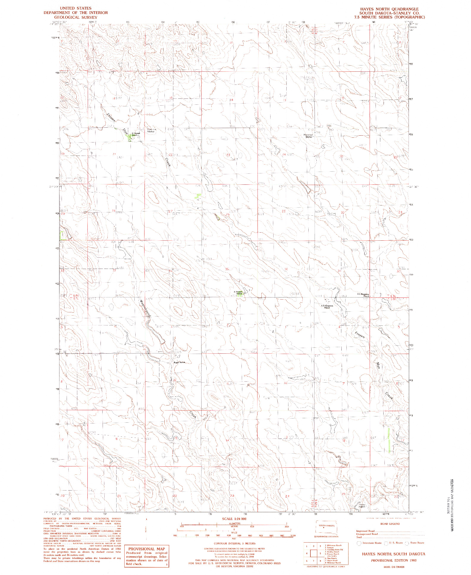 USGS 1:24000-SCALE QUADRANGLE FOR HAYES NORTH, SD 1983