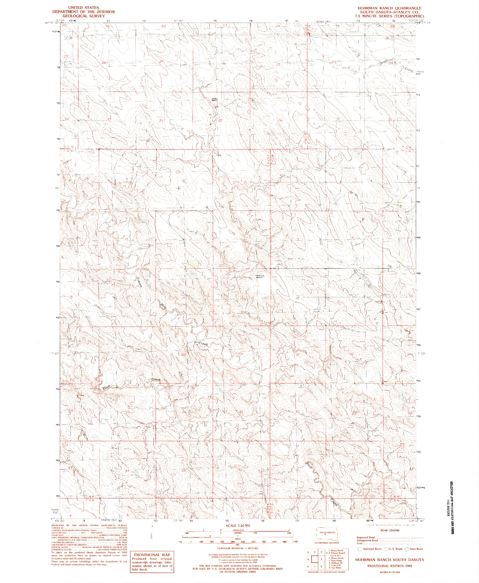 USGS 1:24000-SCALE QUADRANGLE FOR HOHRMAN RANCH, SD 1982