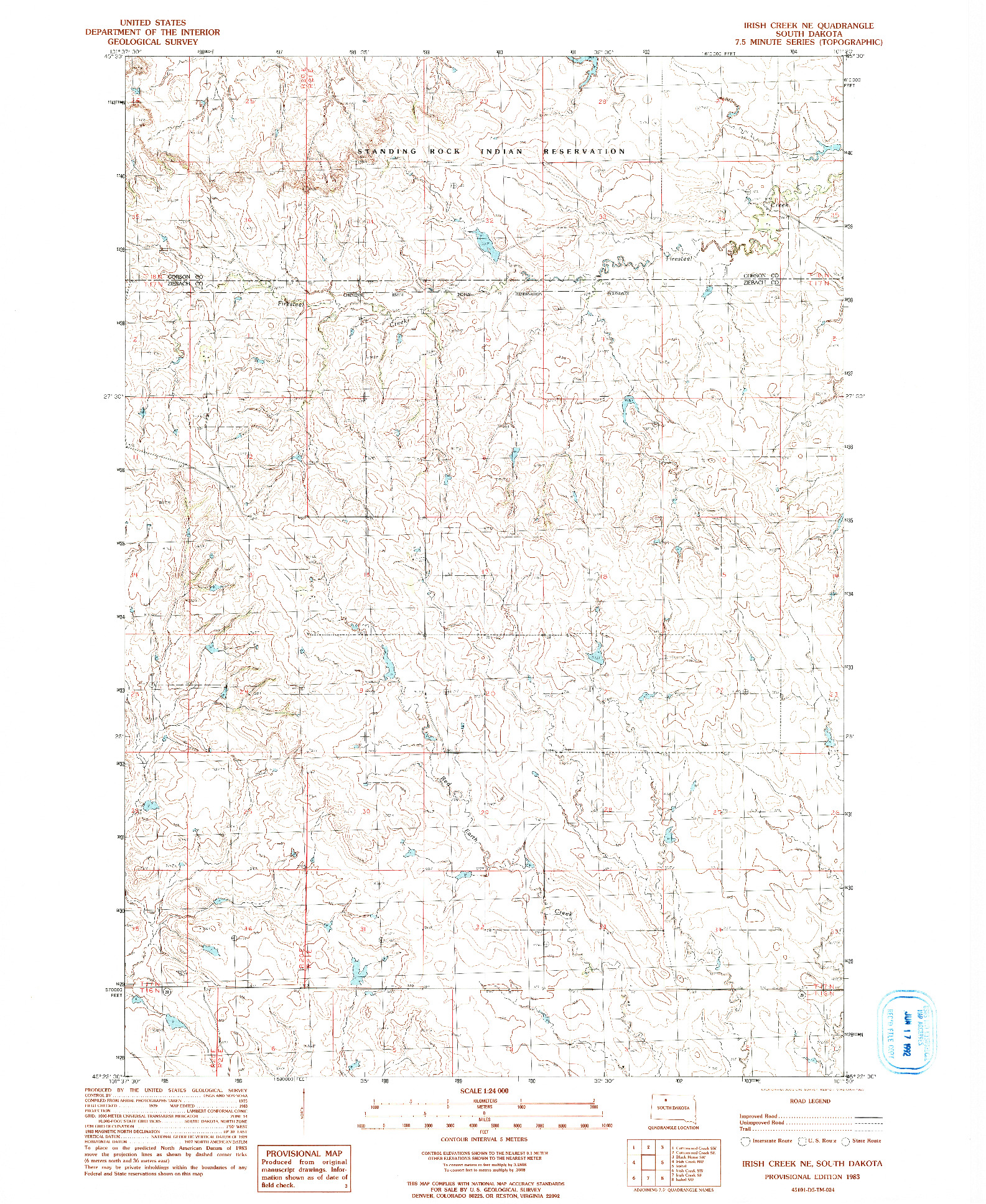 USGS 1:24000-SCALE QUADRANGLE FOR IRISH CREEK NE, SD 1983