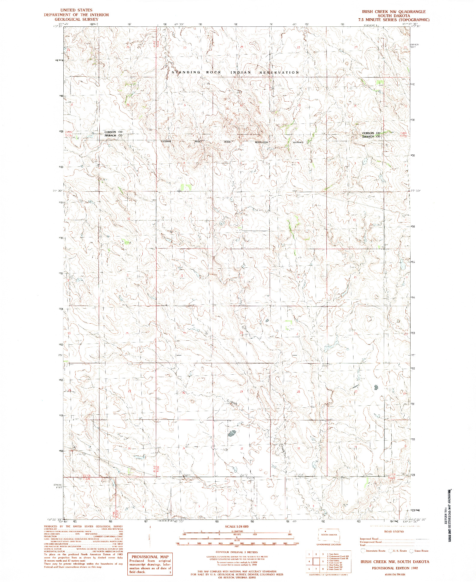 USGS 1:24000-SCALE QUADRANGLE FOR IRISH CREEK NW, SD 1982