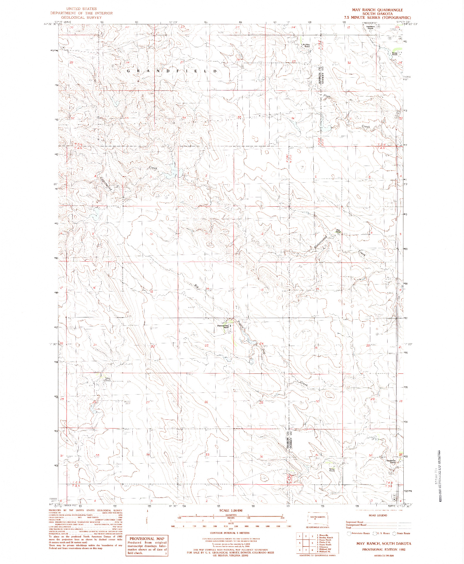 USGS 1:24000-SCALE QUADRANGLE FOR MAY RANCH, SD 1982