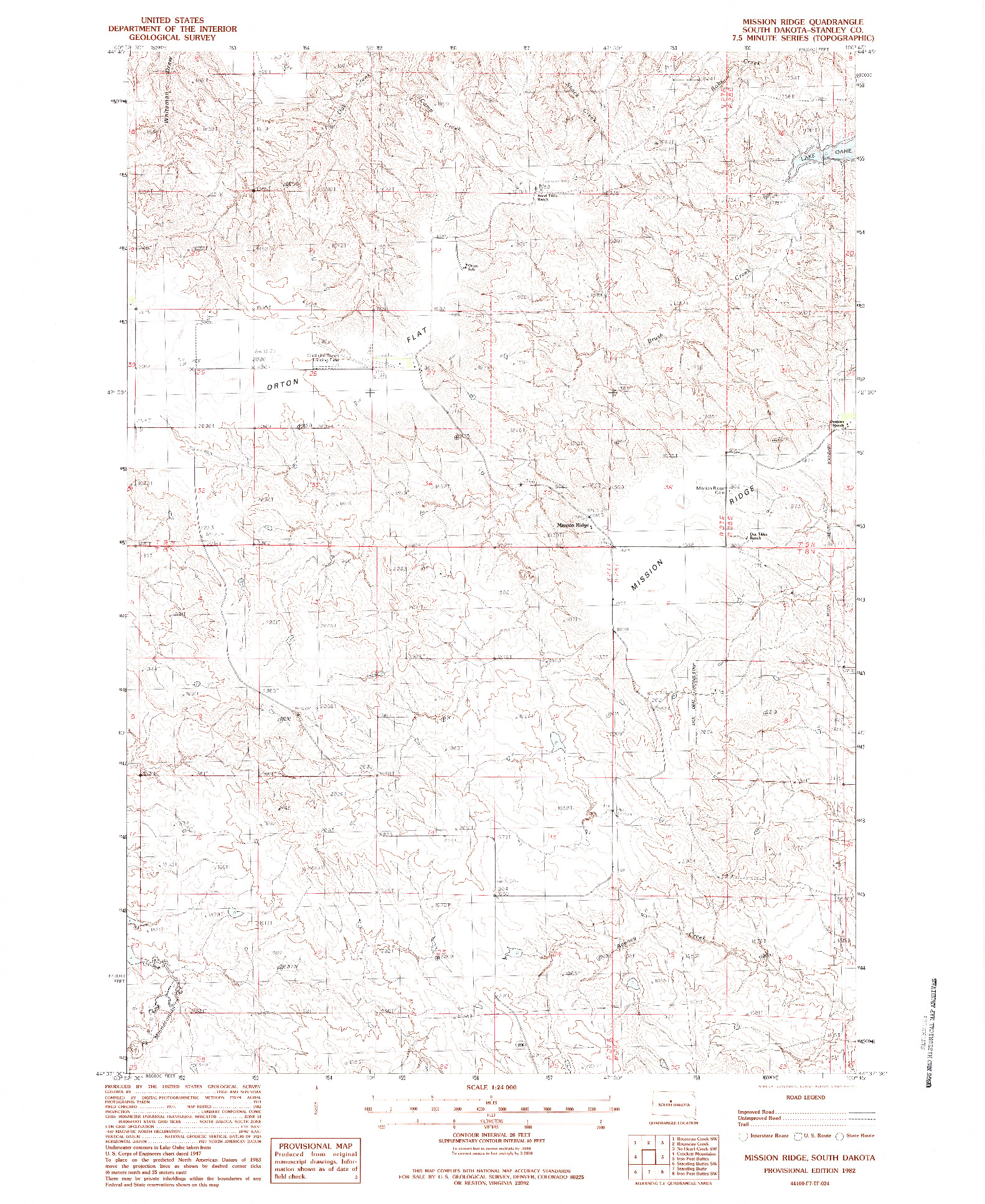 USGS 1:24000-SCALE QUADRANGLE FOR MISSION RIDGE, SD 1982