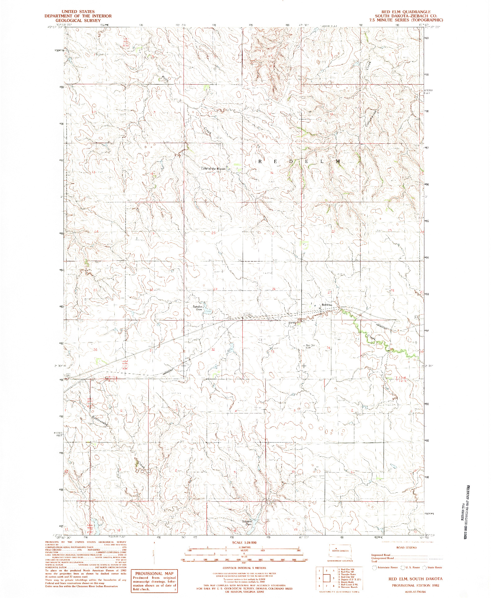 USGS 1:24000-SCALE QUADRANGLE FOR RED ELM, SD 1982
