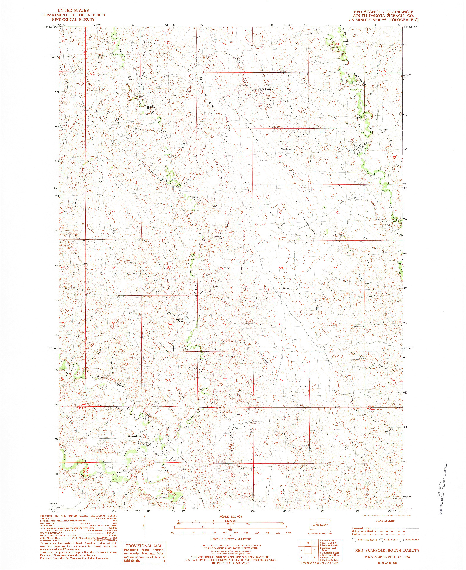 USGS 1:24000-SCALE QUADRANGLE FOR RED SCAFFOLD, SD 1982