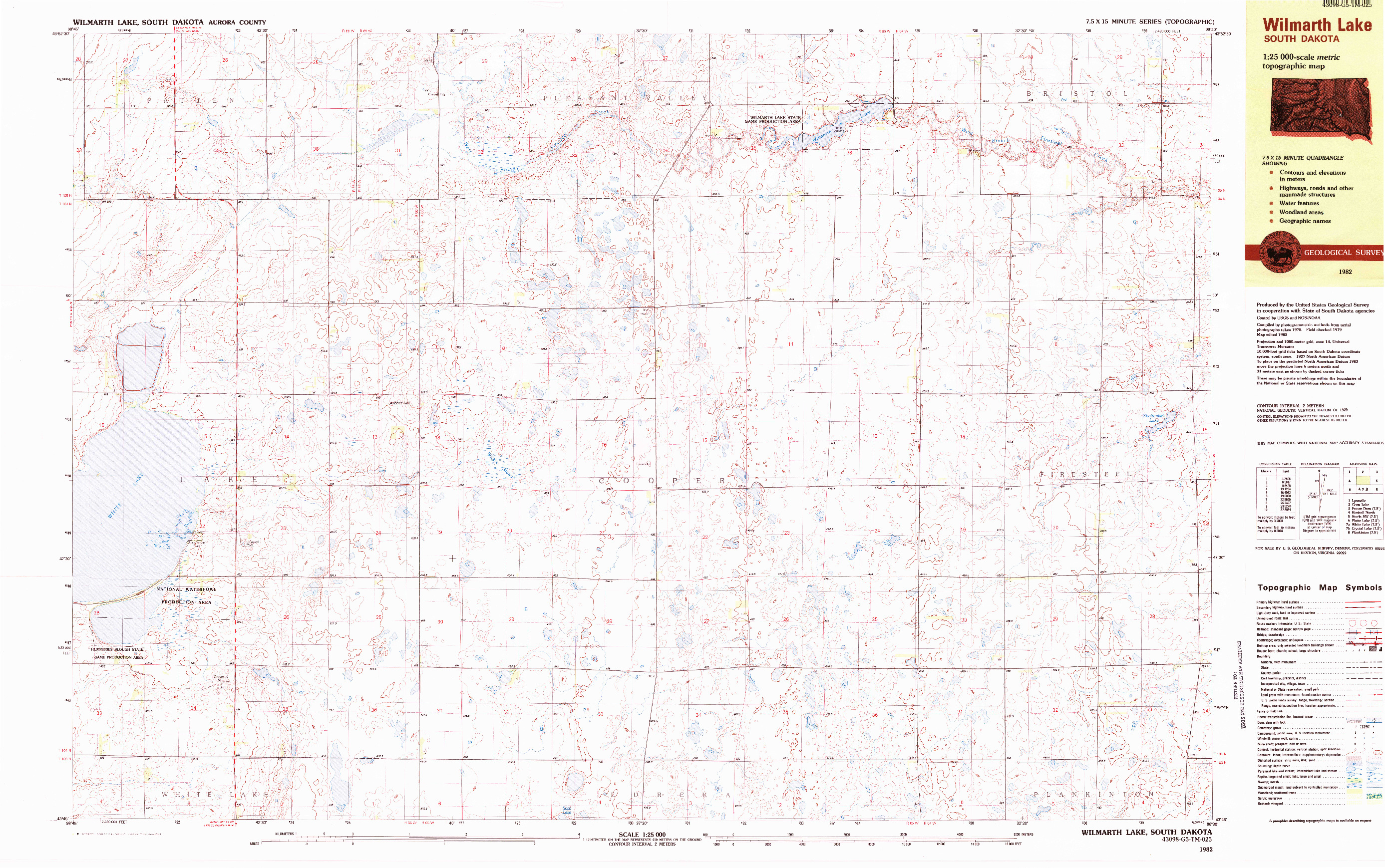 USGS 1:25000-SCALE QUADRANGLE FOR WILMARTH LAKE, SD 1982