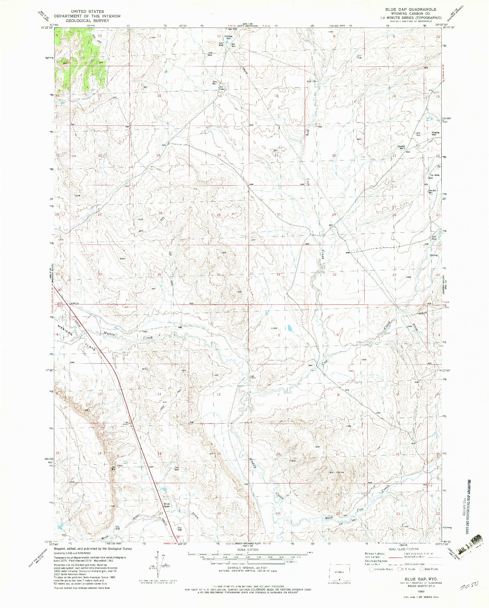 USGS 1:24000-SCALE QUADRANGLE FOR BLUE GAP, WY 1982