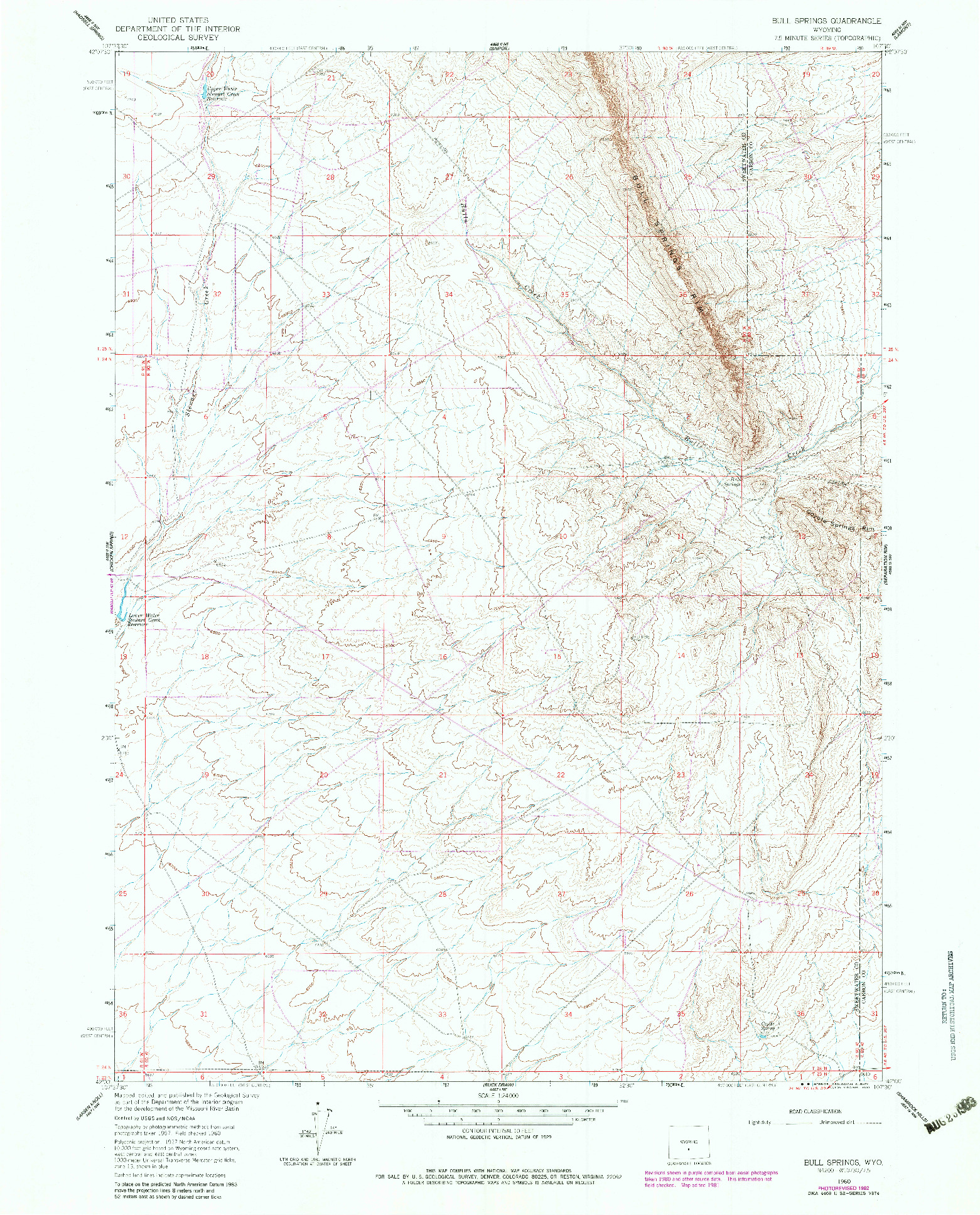 USGS 1:24000-SCALE QUADRANGLE FOR BULL SPRINGS, WY 1960