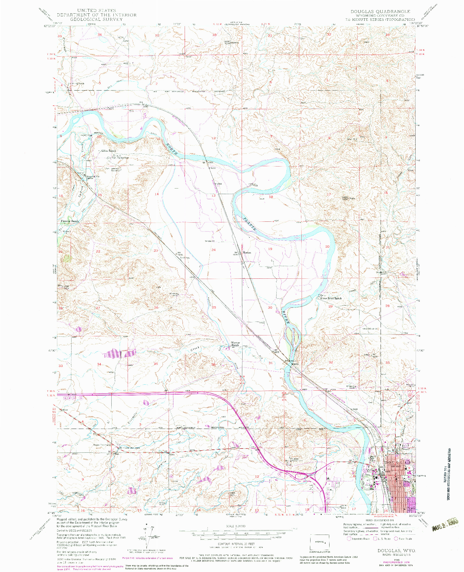 USGS 1:24000-SCALE QUADRANGLE FOR DOUGLAS, WY 1949