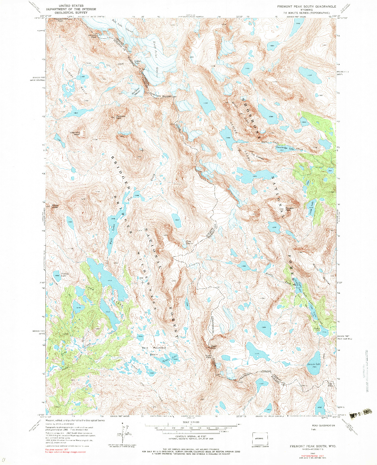 USGS 1:24000-SCALE QUADRANGLE FOR FREMONT PEAK SOUTH, WY 1968