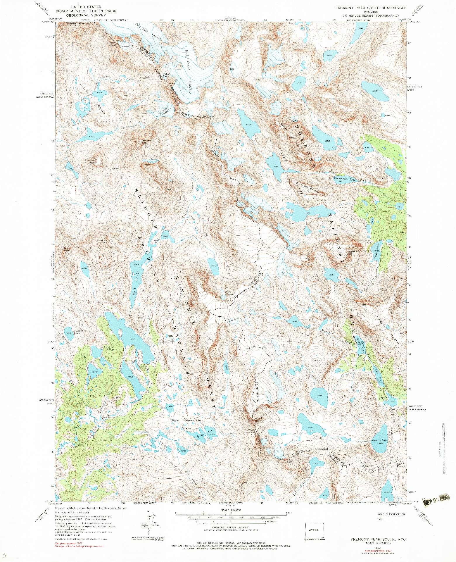 USGS 1:24000-SCALE QUADRANGLE FOR FREMONT PEAK SOUTH, WY 1968