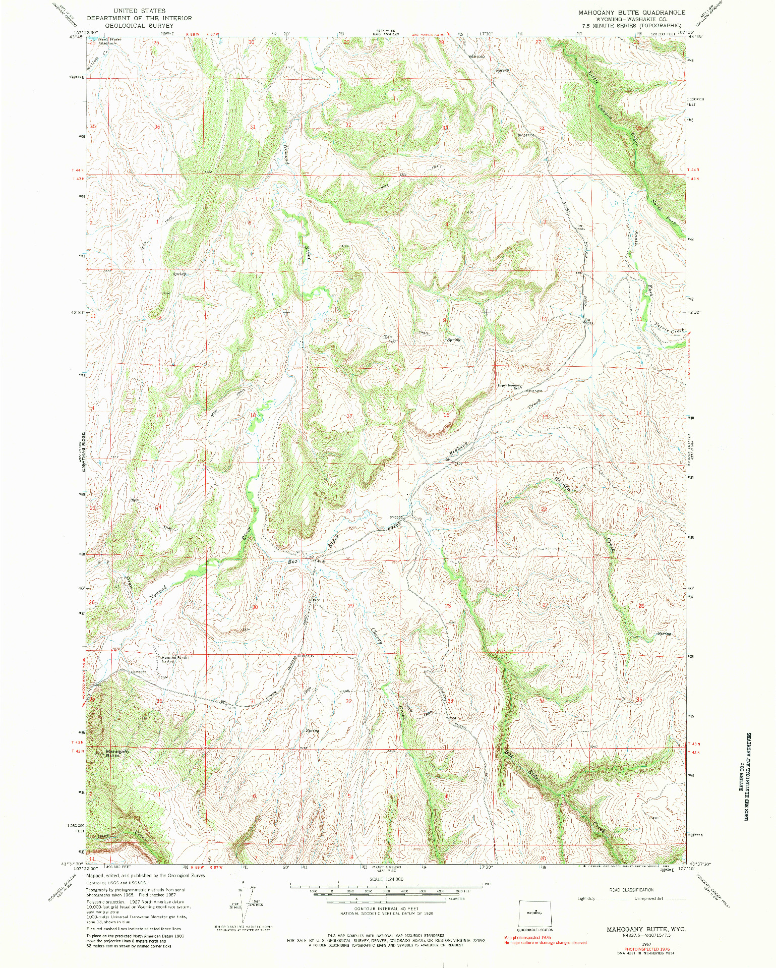 USGS 1:24000-SCALE QUADRANGLE FOR MAHOGANY BUTTE, WY 1967