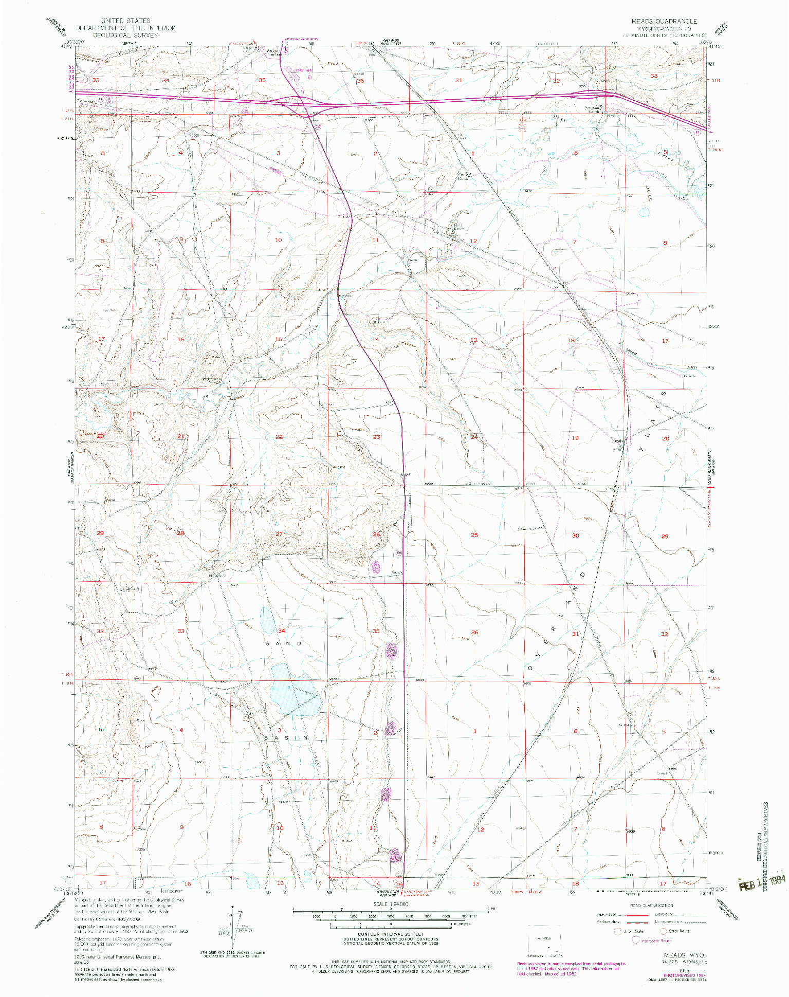 USGS 1:24000-SCALE QUADRANGLE FOR MEADS, WY 1955
