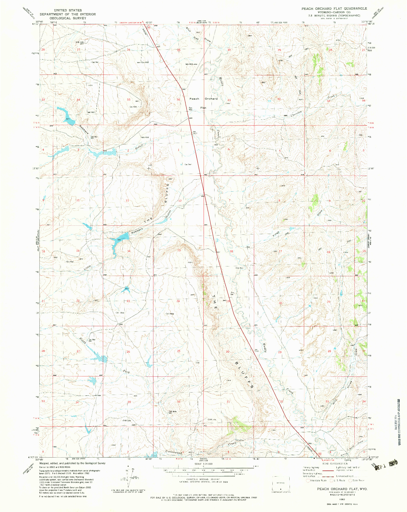 USGS 1:24000-SCALE QUADRANGLE FOR PEACH ORCHARD FLAT, WY 1982