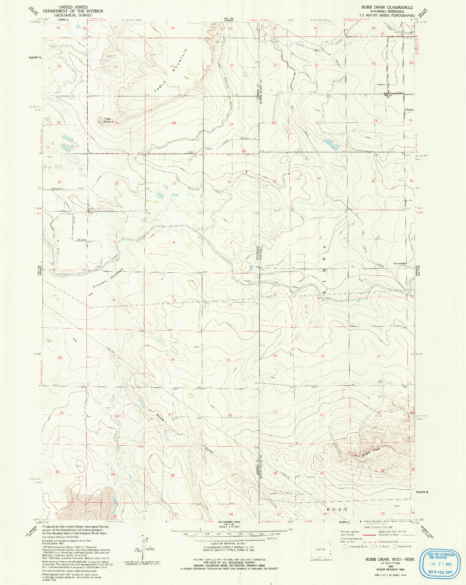 USGS 1:24000-SCALE QUADRANGLE FOR ROBB DRAW, WY 1960