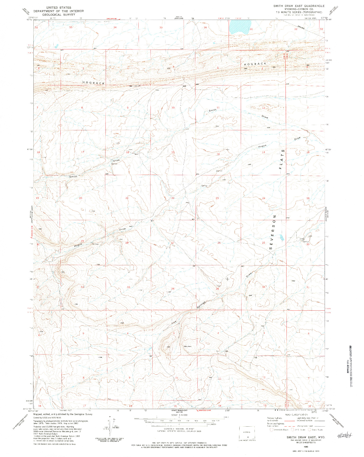 USGS 1:24000-SCALE QUADRANGLE FOR SMITH DRAW EAST, WY 1983