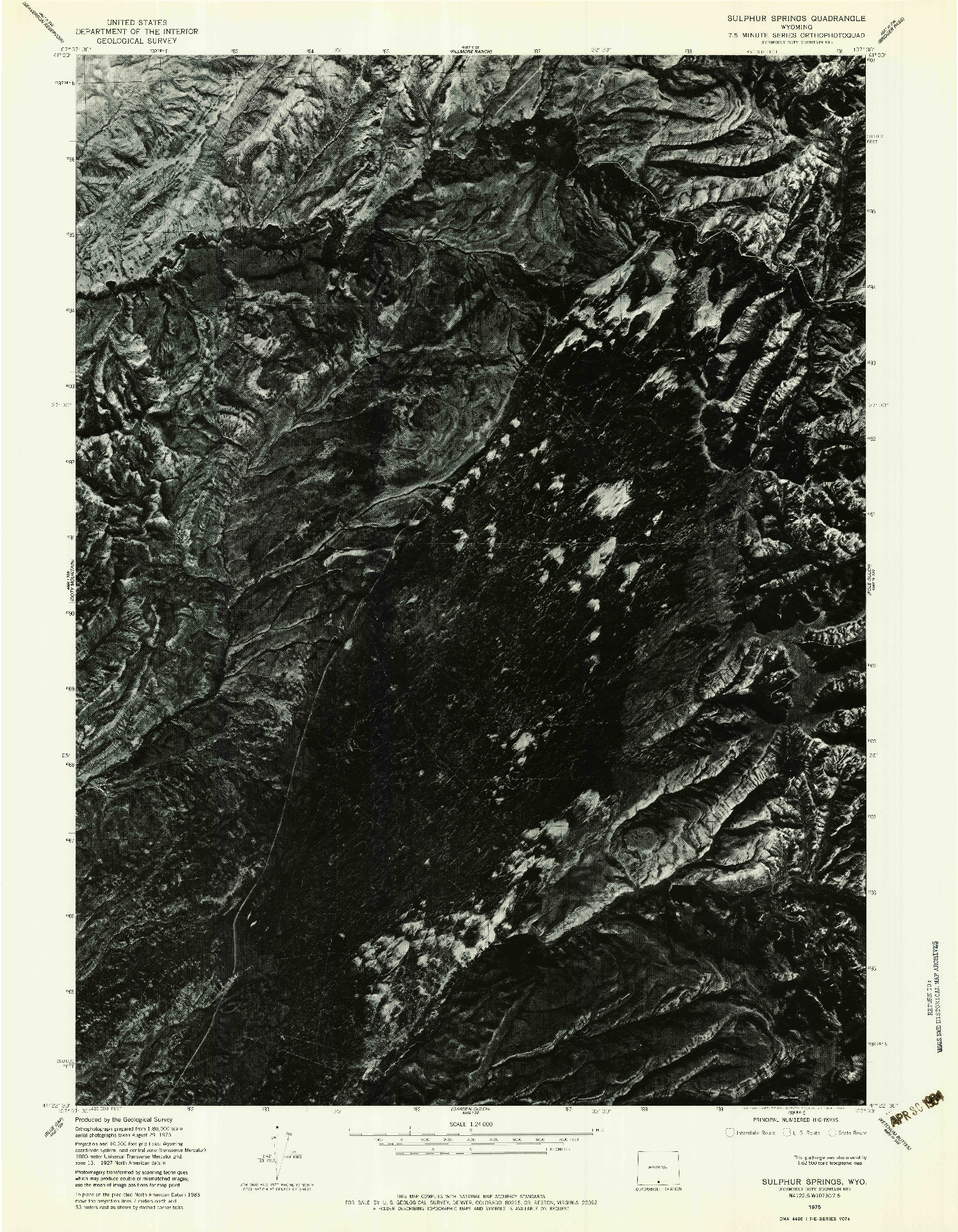 USGS 1:24000-SCALE QUADRANGLE FOR SULPHUR SPRINGS, WY 1975