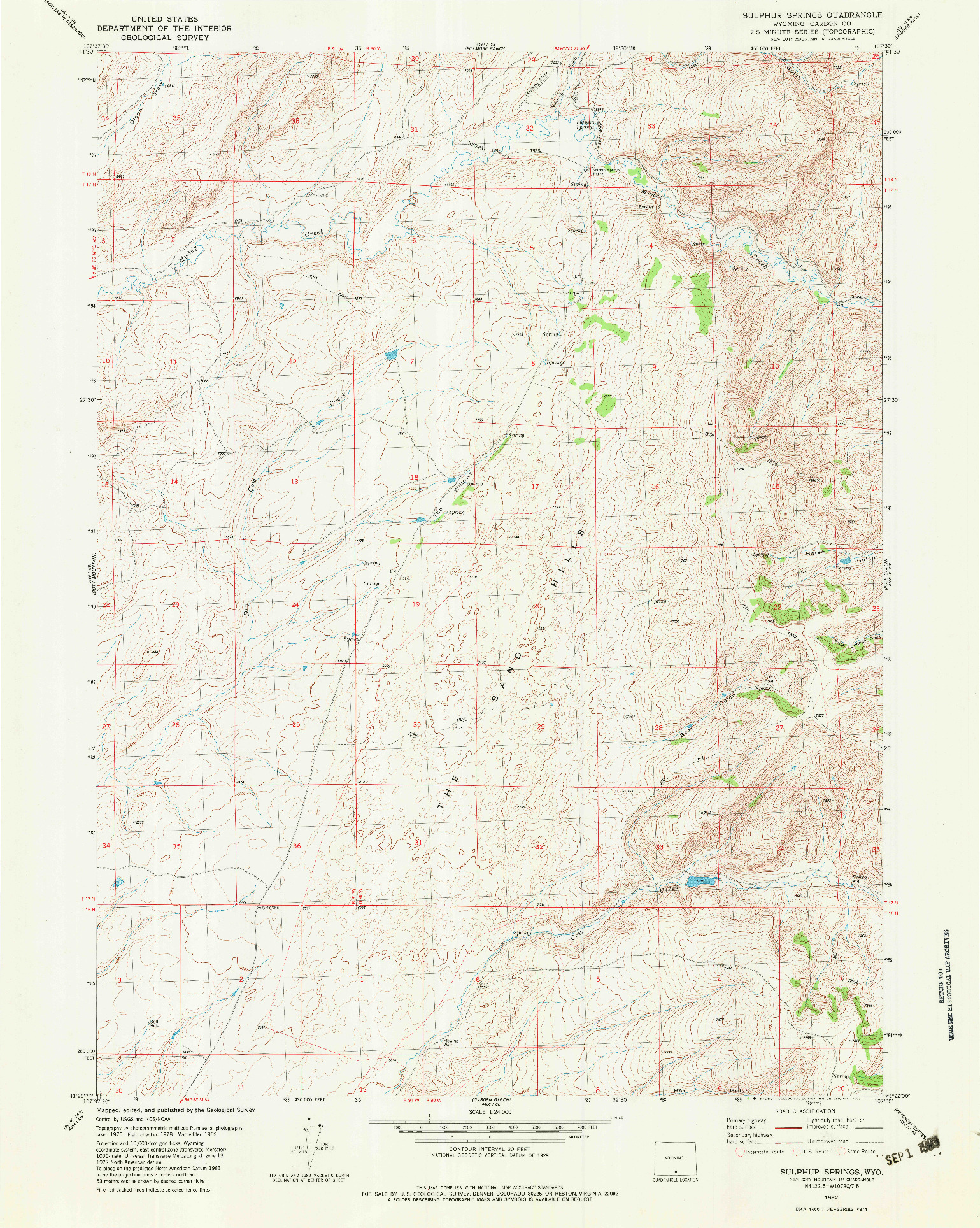 USGS 1:24000-SCALE QUADRANGLE FOR SULPHUR SPRINGS, WY 1982