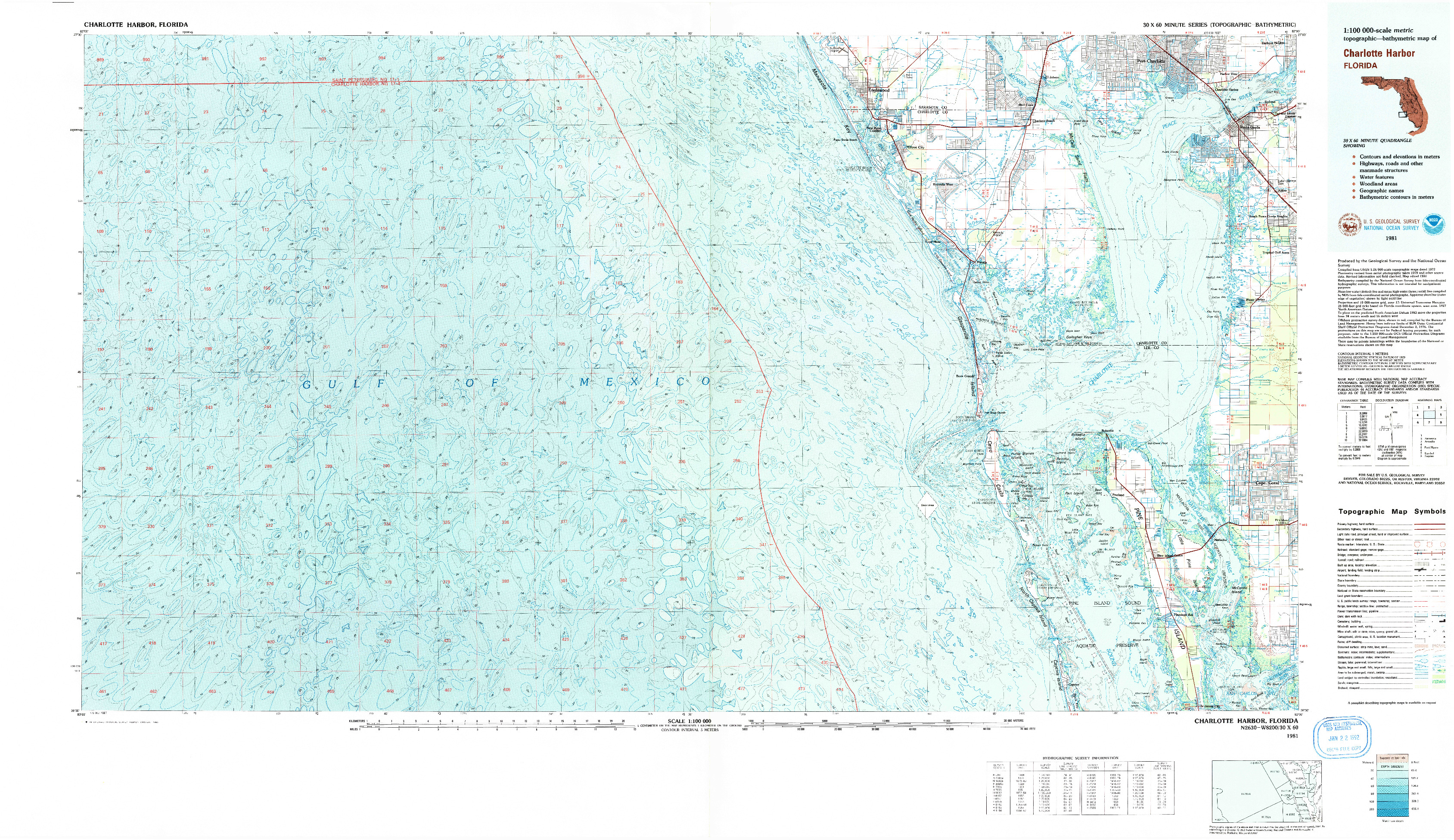 USGS 1:100000-SCALE QUADRANGLE FOR CHARLOTTE HARBOR, FL 1981