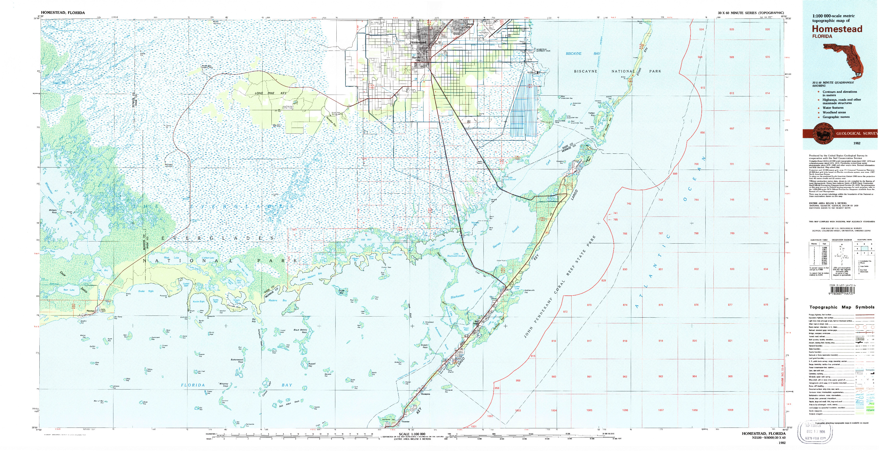 USGS 1:100000-SCALE QUADRANGLE FOR HOMESTEAD, FL 1982