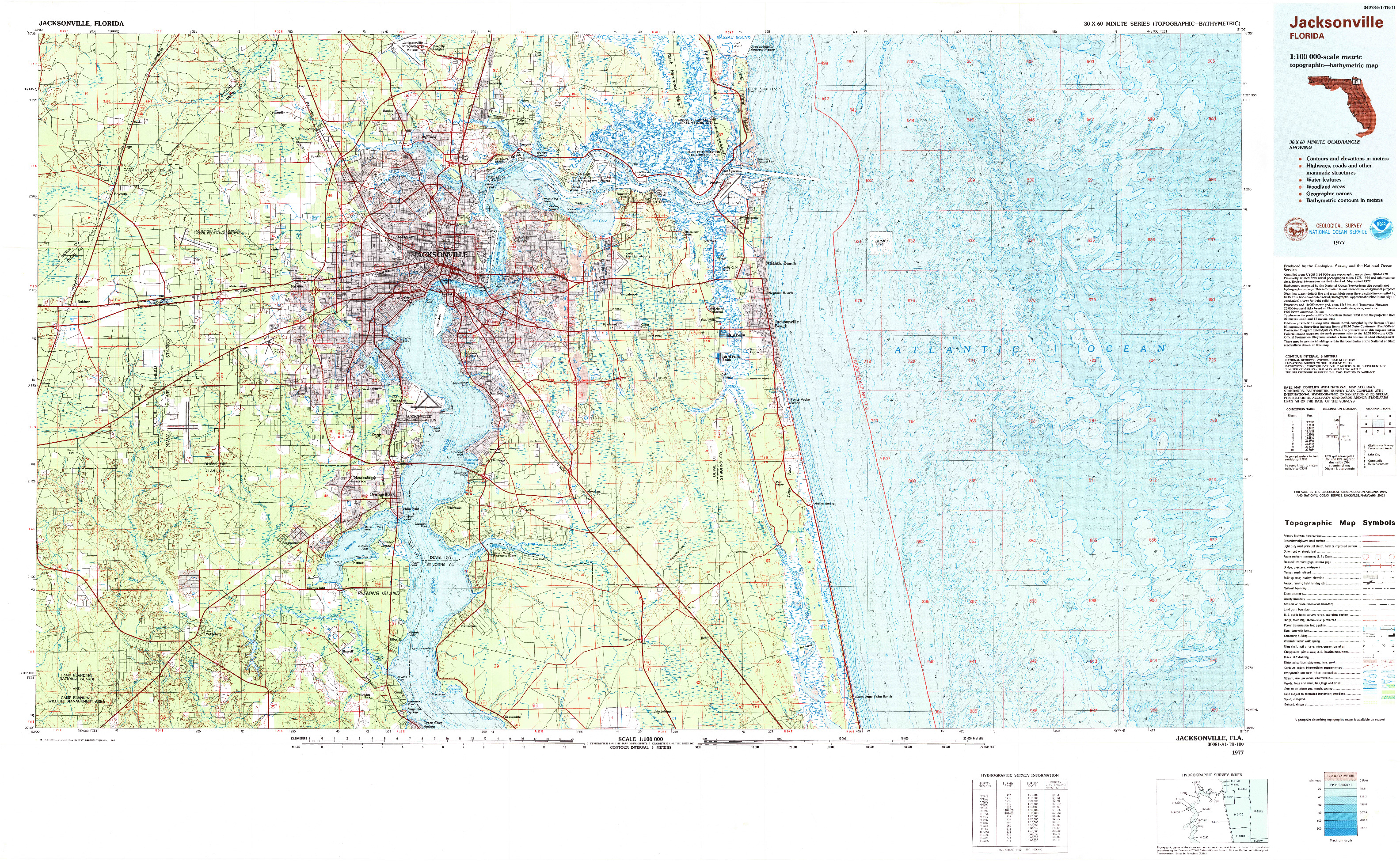 USGS 1:100000-SCALE QUADRANGLE FOR JACKSONVILLE, FL 1977