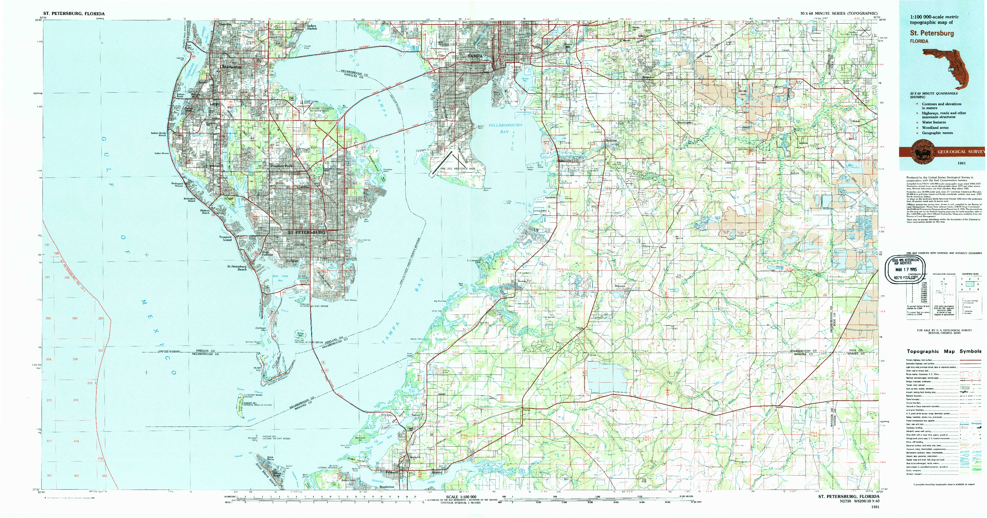 USGS 1:100000-SCALE QUADRANGLE FOR ST PETERSBURG, FL 1981