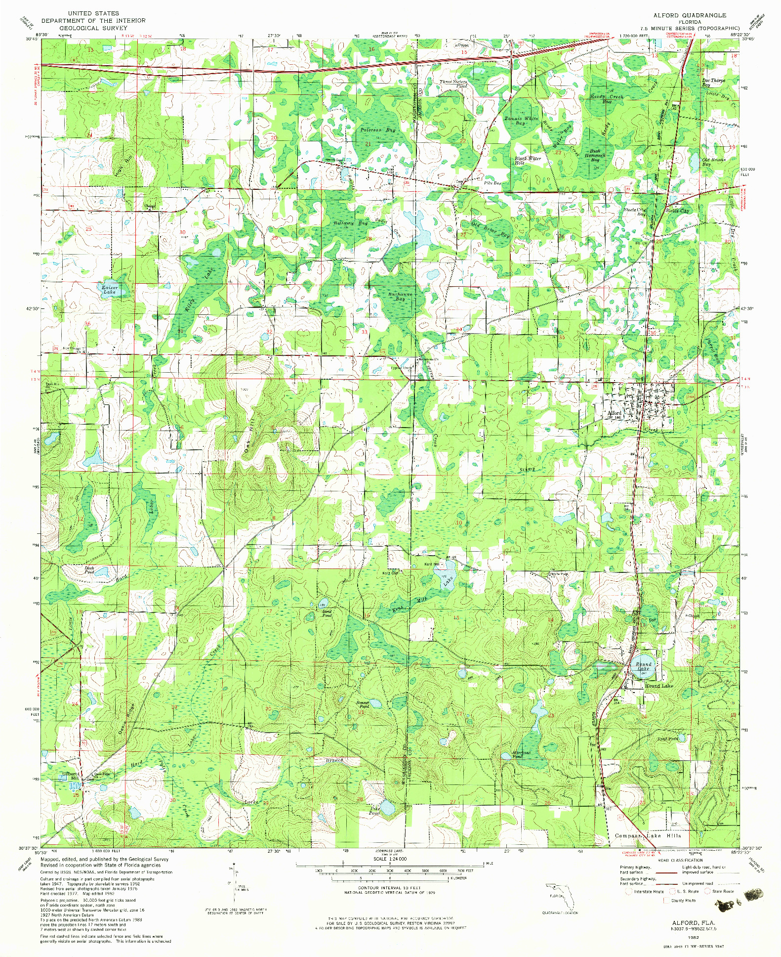 USGS 1:24000-SCALE QUADRANGLE FOR ALFORD, FL 1982