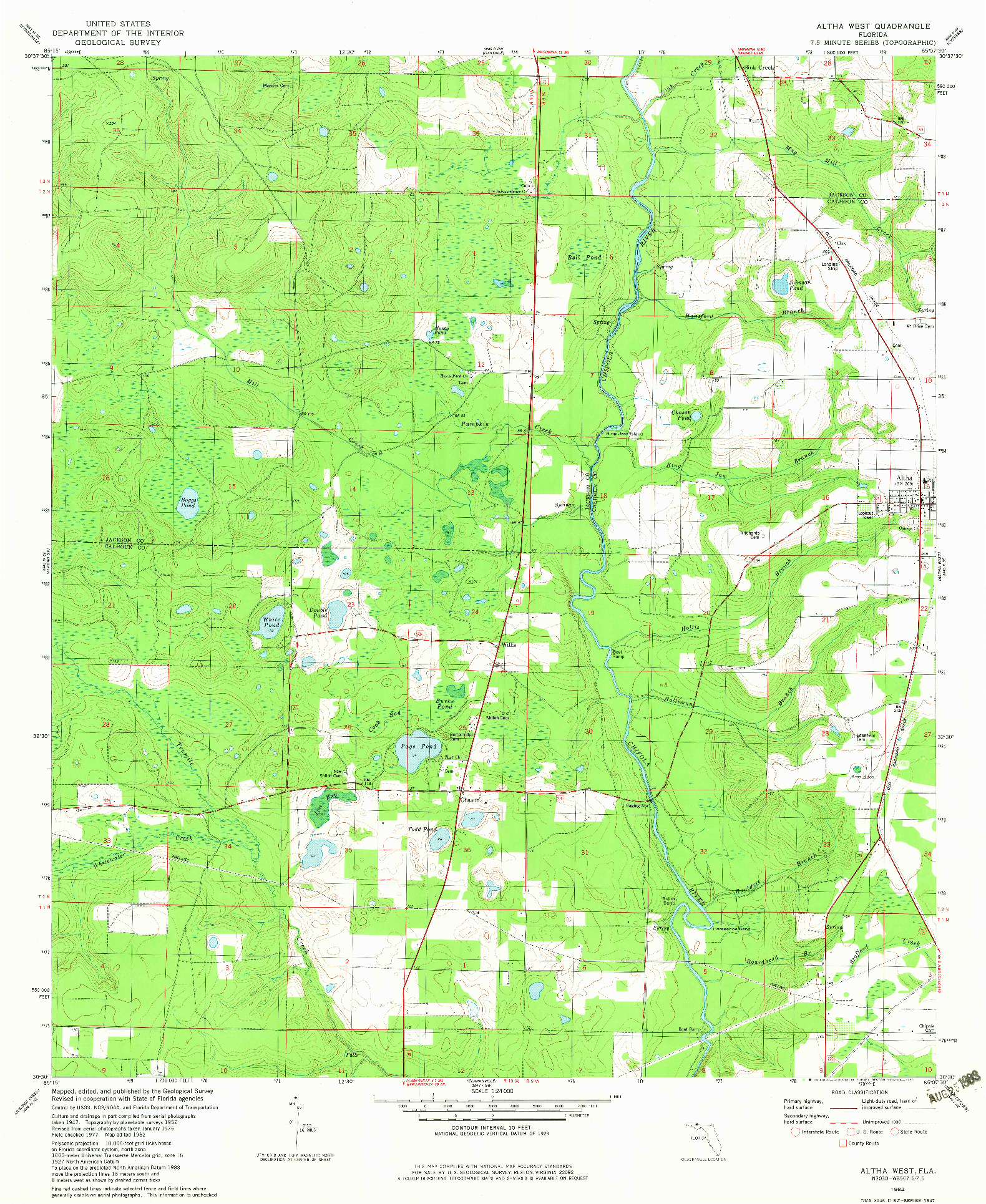 USGS 1:24000-SCALE QUADRANGLE FOR ALTHA WEST, FL 1982