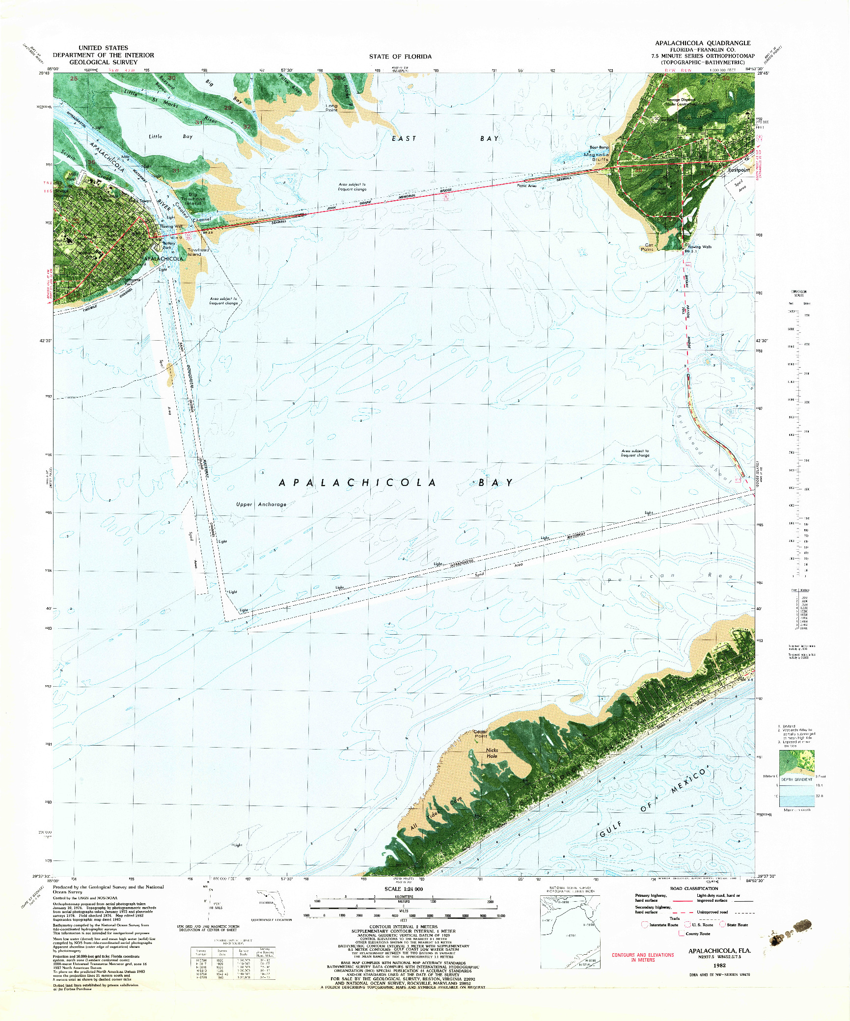 USGS 1:24000-SCALE QUADRANGLE FOR APALACHICOLA, FL 1982