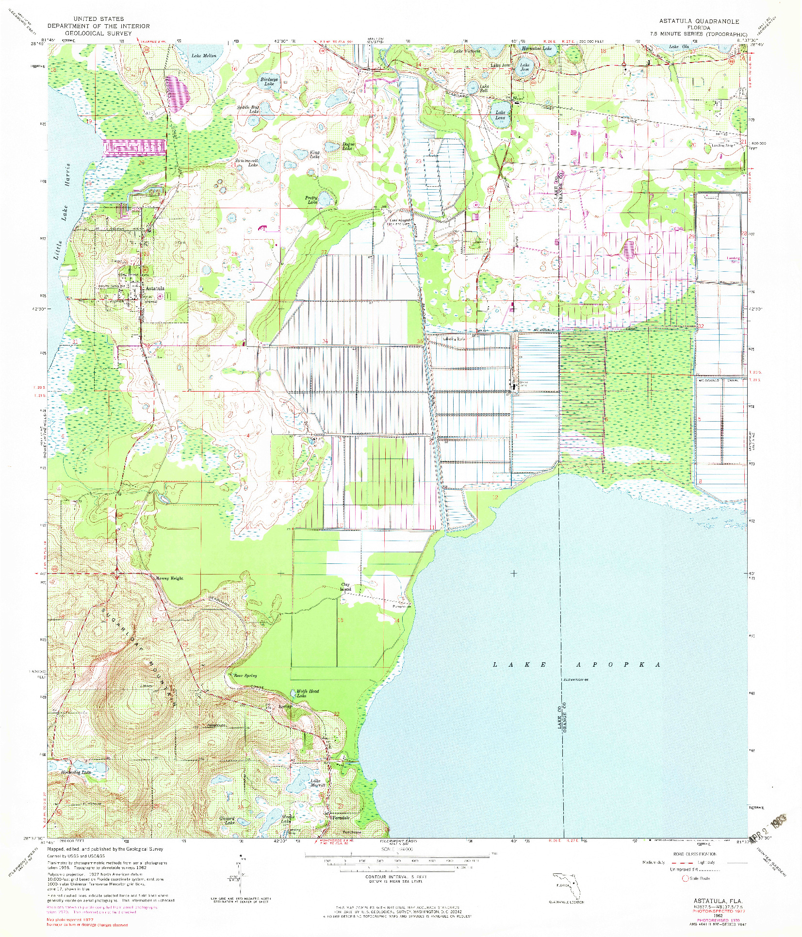 USGS 1:24000-SCALE QUADRANGLE FOR ASTATULA, FL 1962