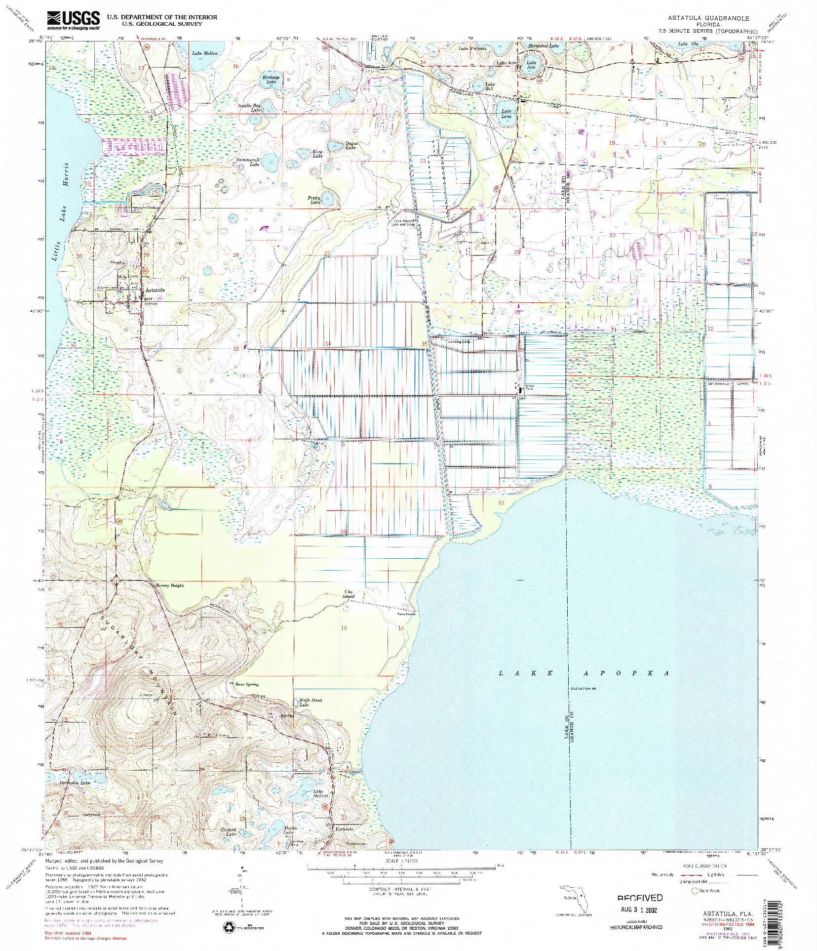 USGS 1:24000-SCALE QUADRANGLE FOR ASTATULA, FL 1962