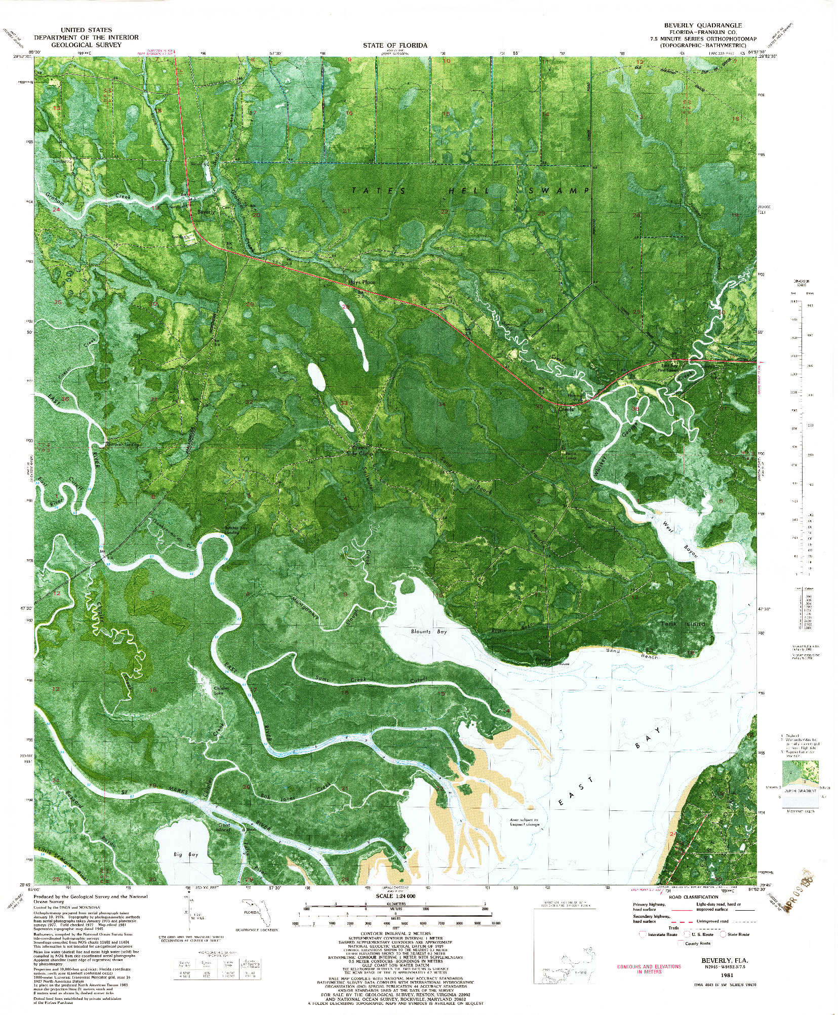 USGS 1:24000-SCALE QUADRANGLE FOR BEVERLY, FL 1981