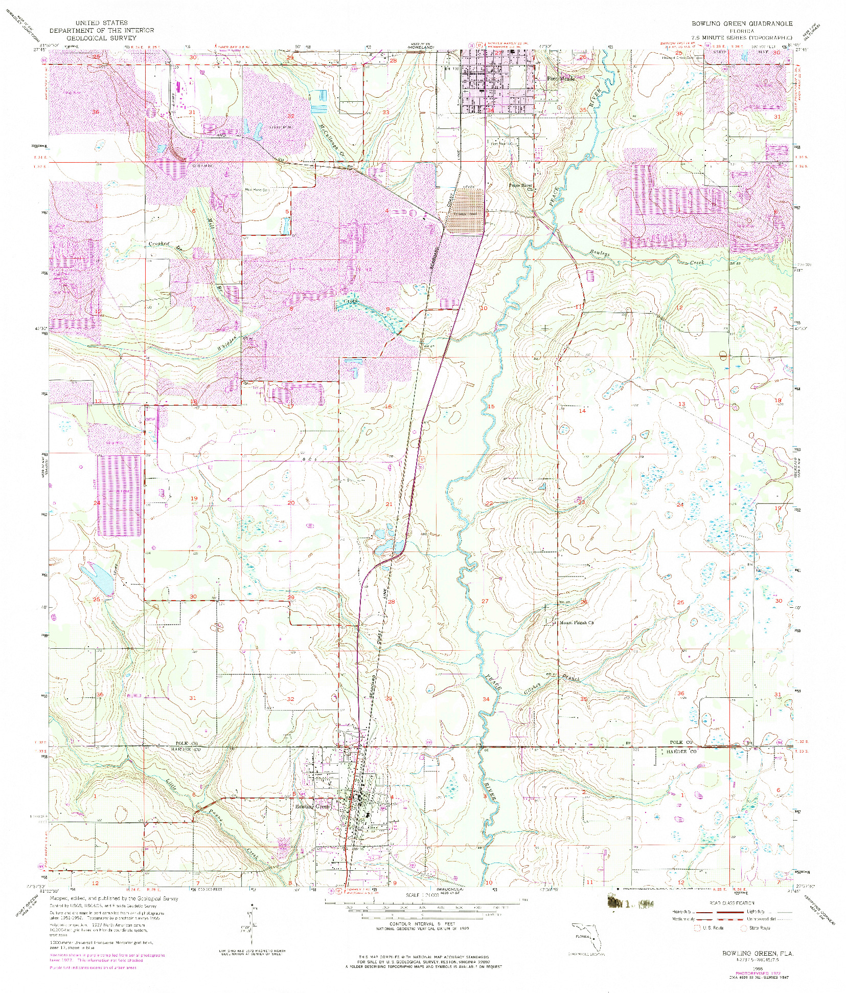 USGS 1:24000-SCALE QUADRANGLE FOR BOWLING GREEN, FL 1955