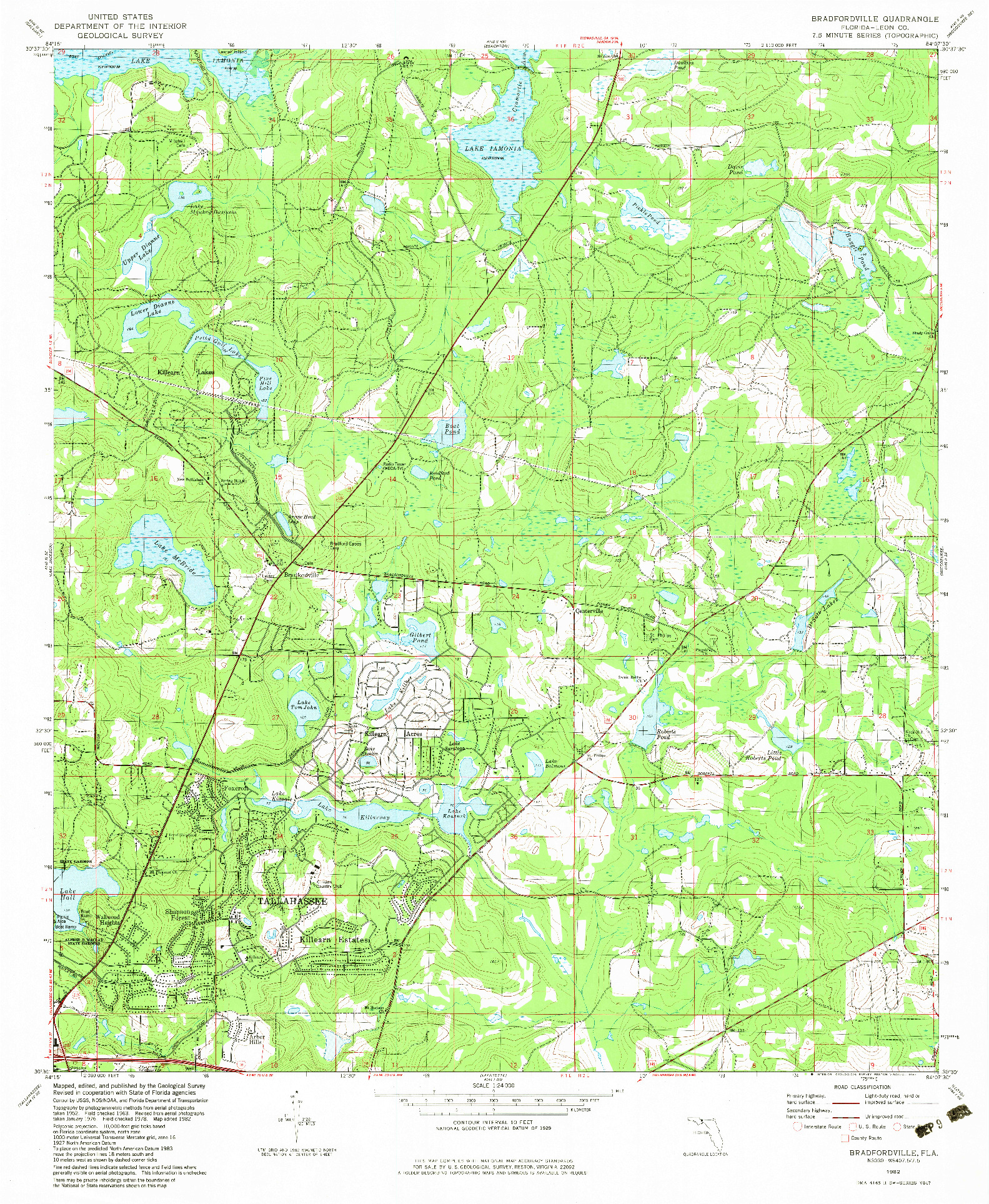 USGS 1:24000-SCALE QUADRANGLE FOR BRADFORDVILLE, FL 1982