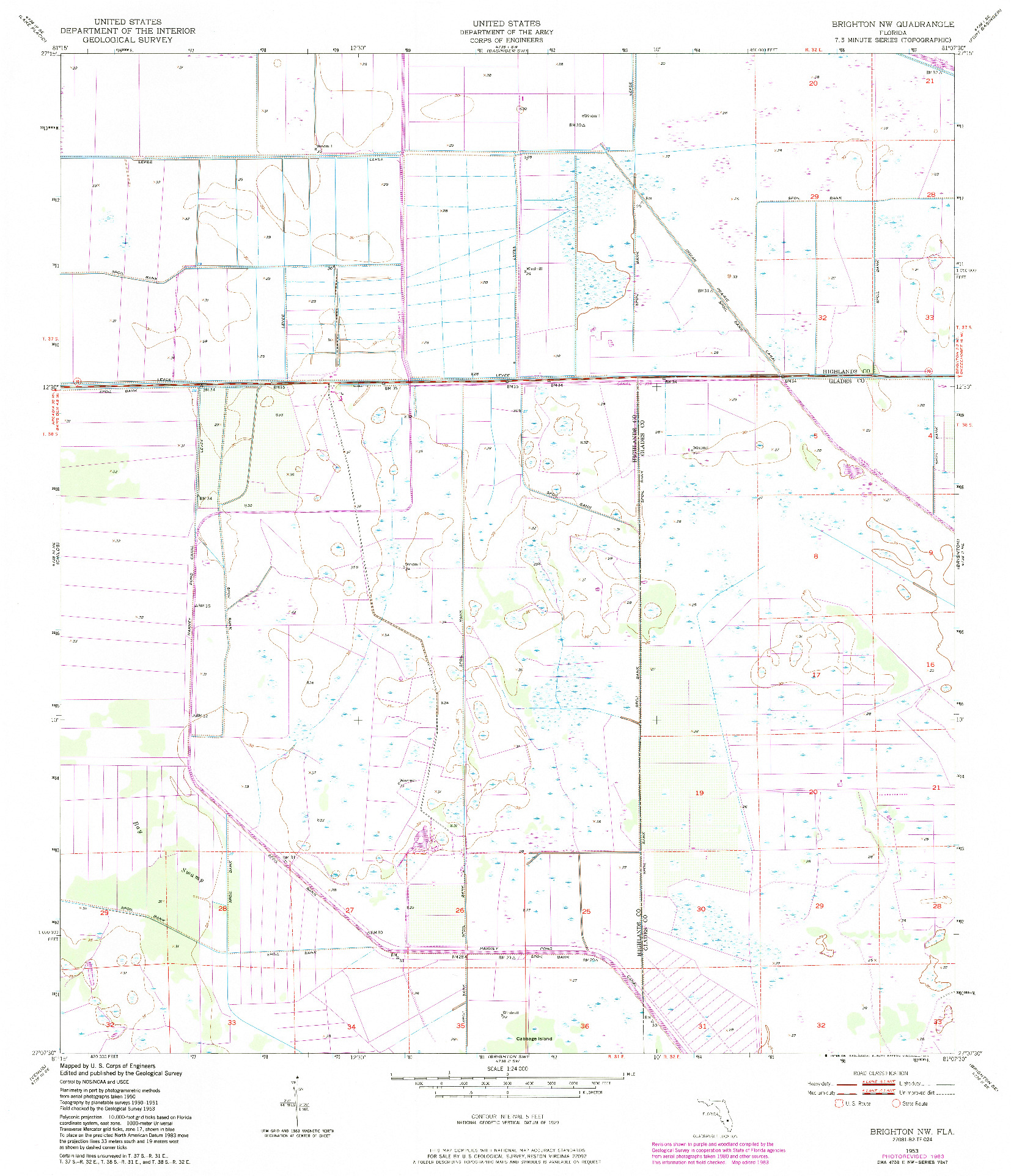 USGS 1:24000-SCALE QUADRANGLE FOR BRIGHTON NW, FL 1953