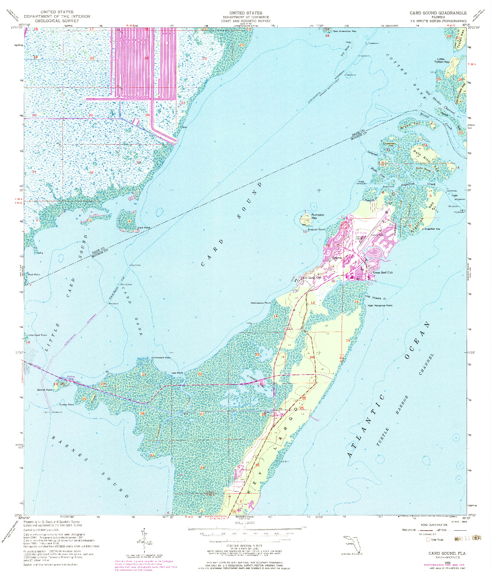 USGS 1:24000-SCALE QUADRANGLE FOR CARD SOUND, FL 1956